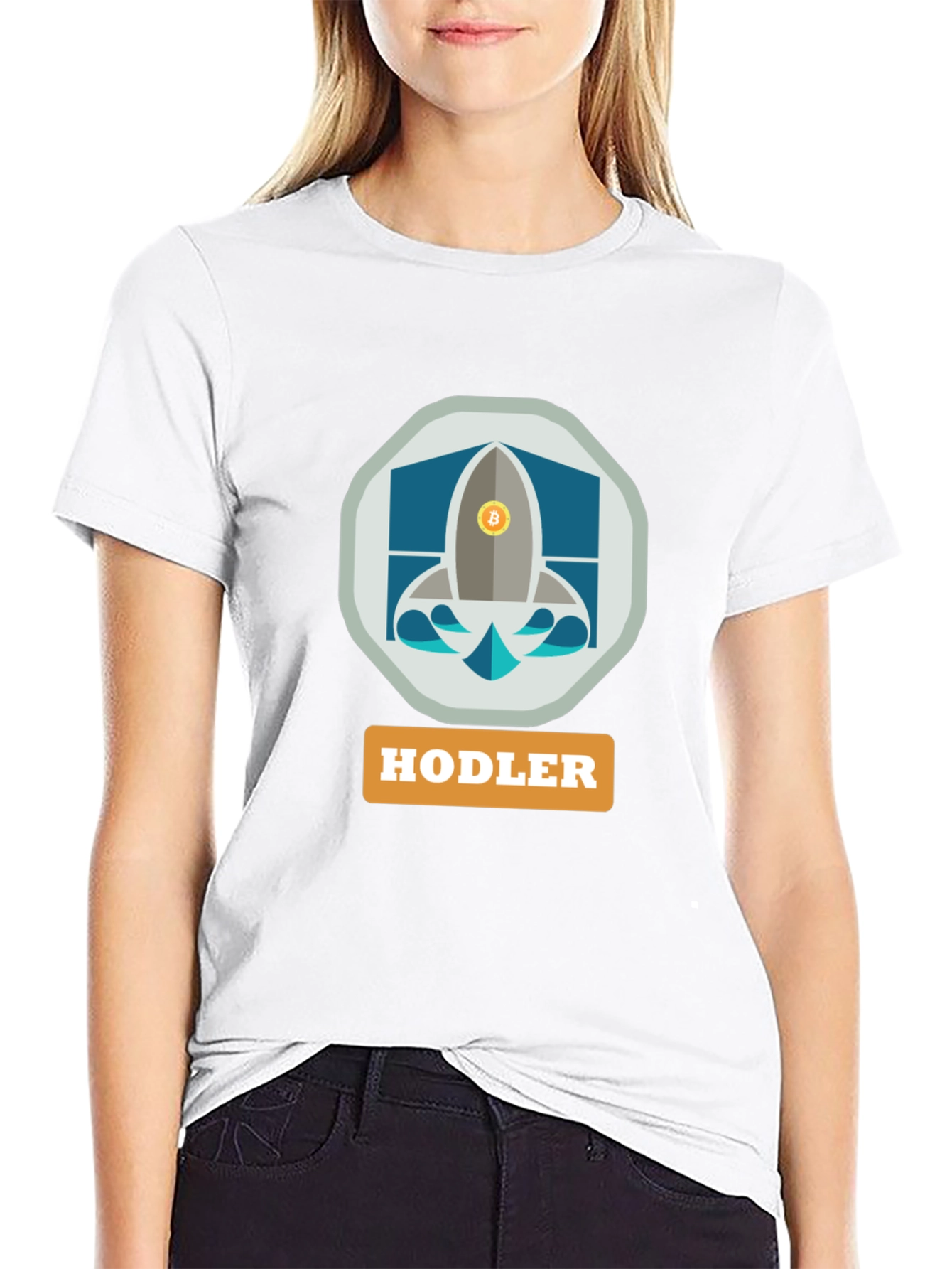 HODLER Bitcoin Rocket Black T-Shirt