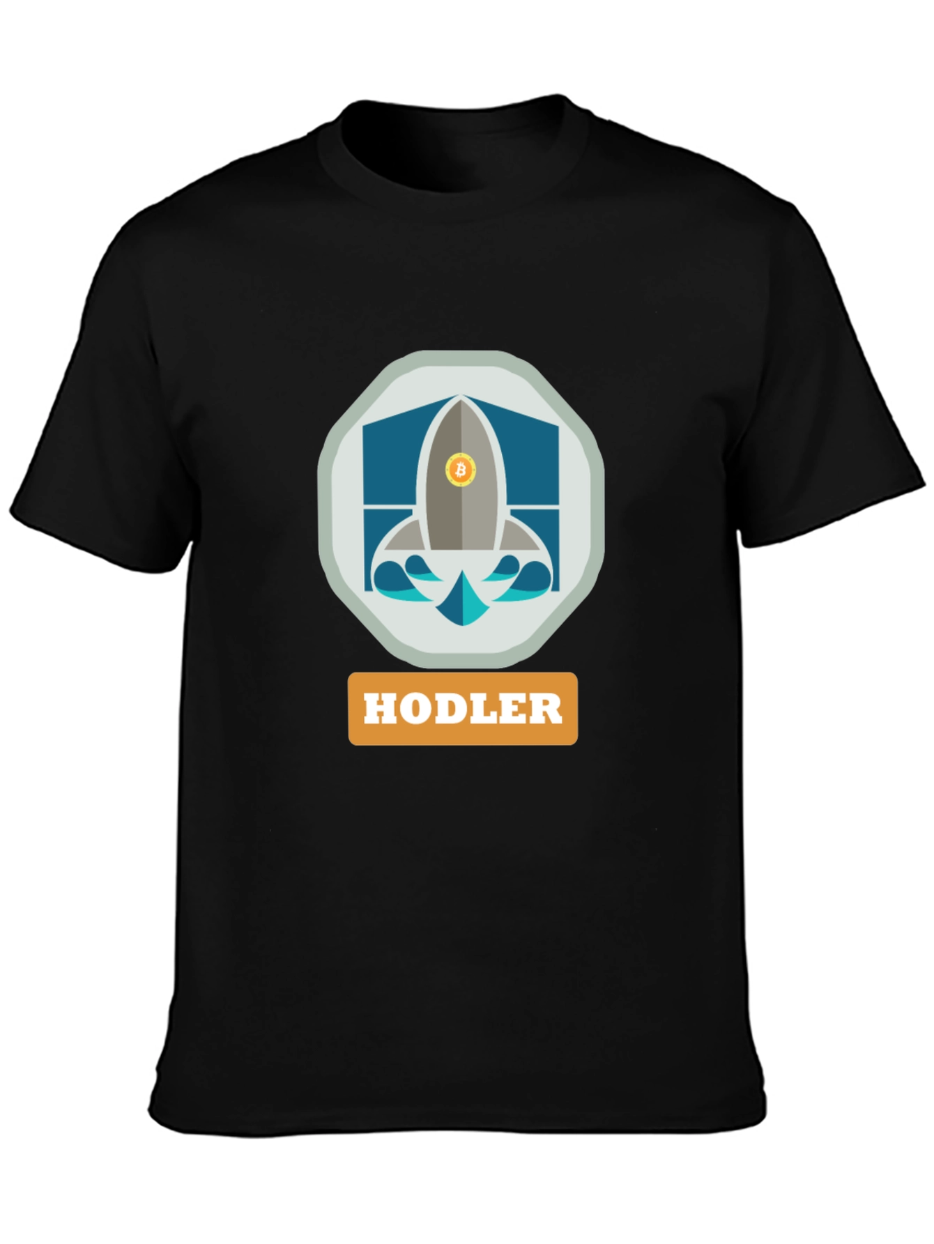 HODLER Bitcoin Rocket Black T-Shirt