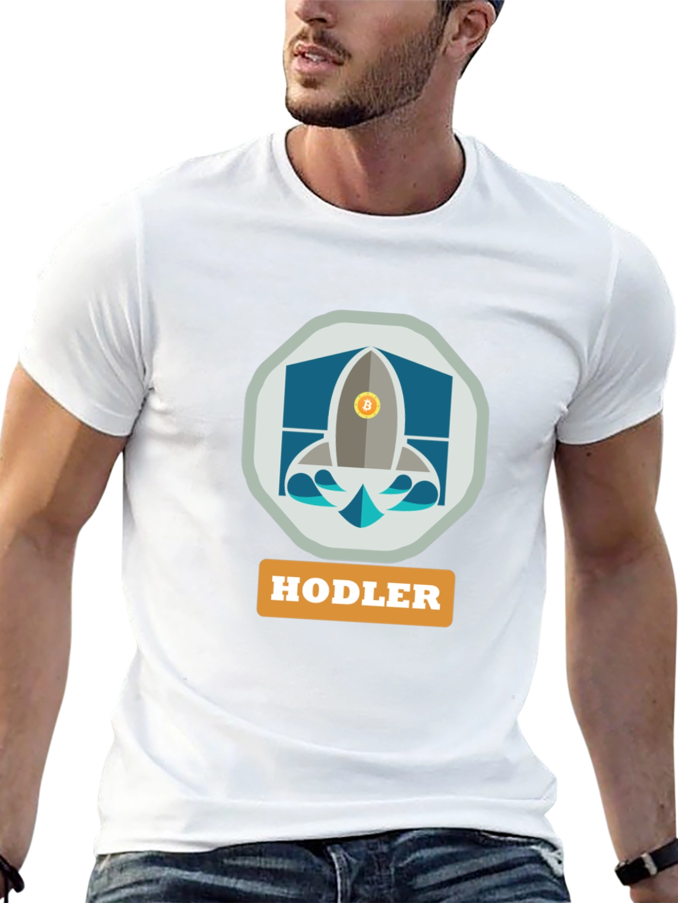 HODLER Bitcoin Rocket Black T-Shirt