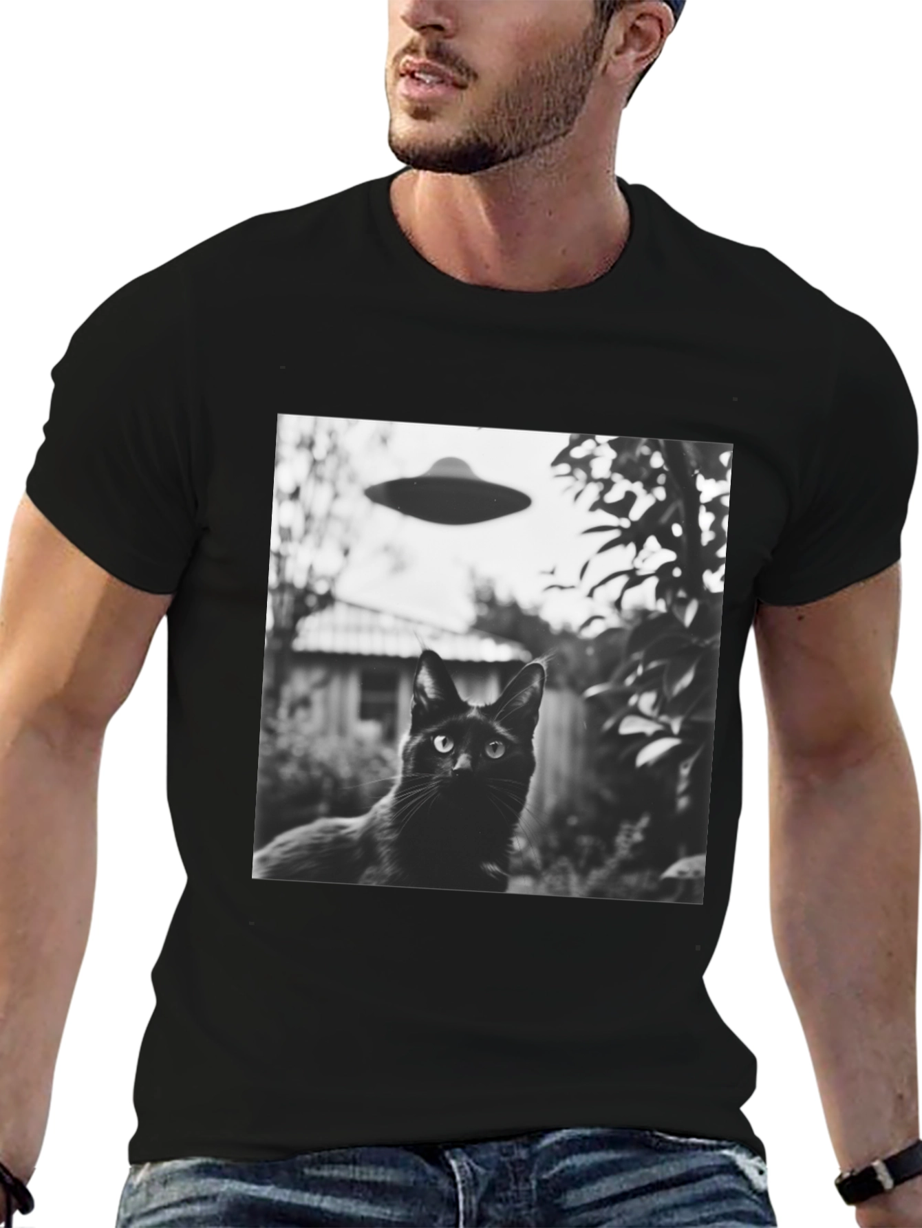 Black Cat UFO T-Shirt