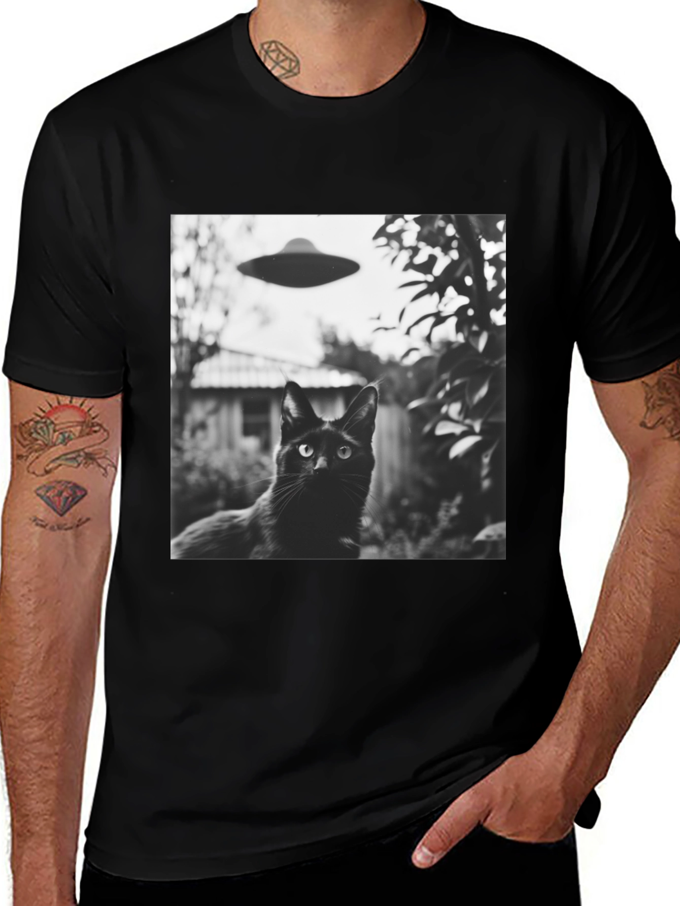 Black Cat UFO T-Shirt