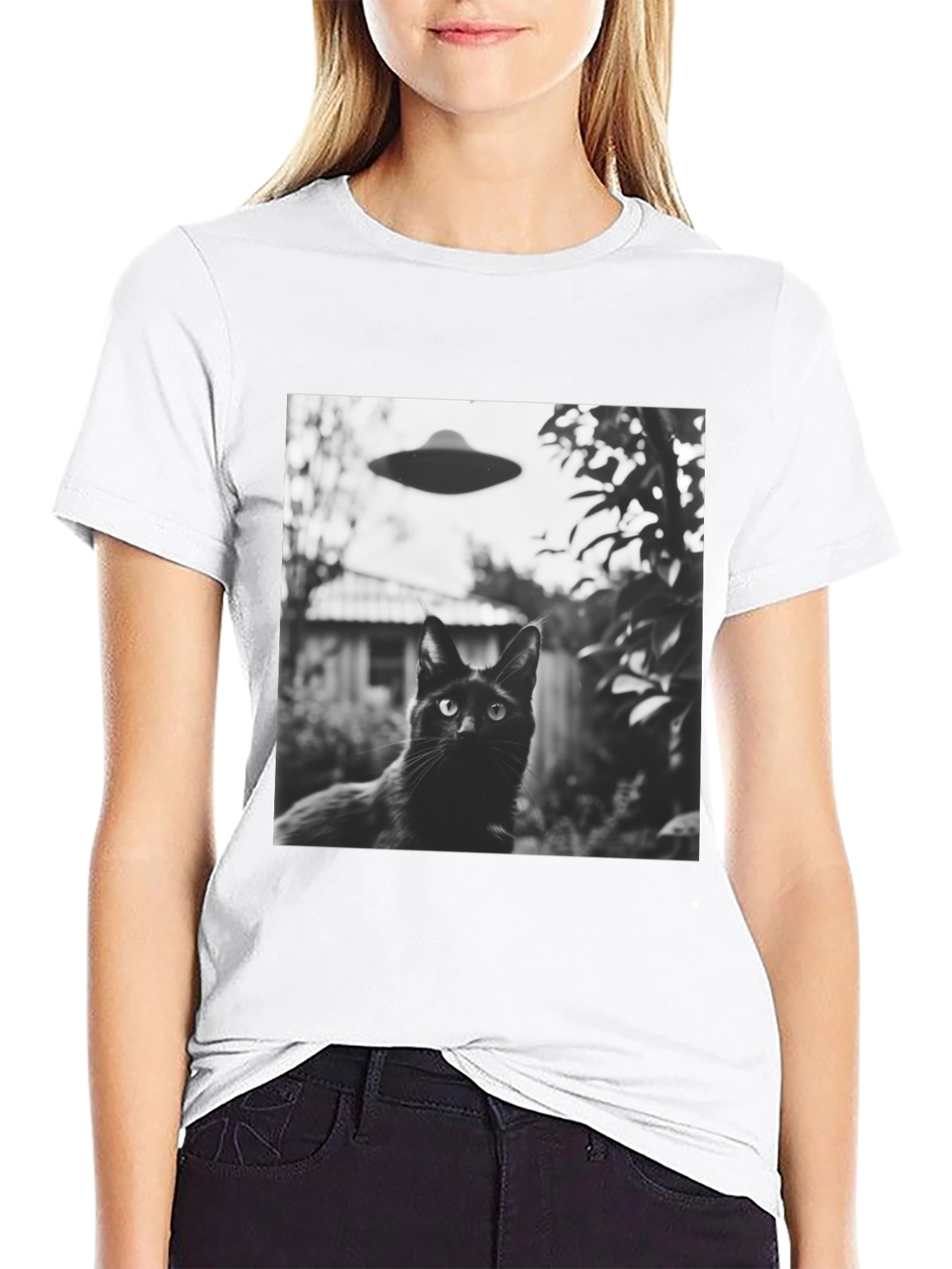 Black Cat UFO T-Shirt