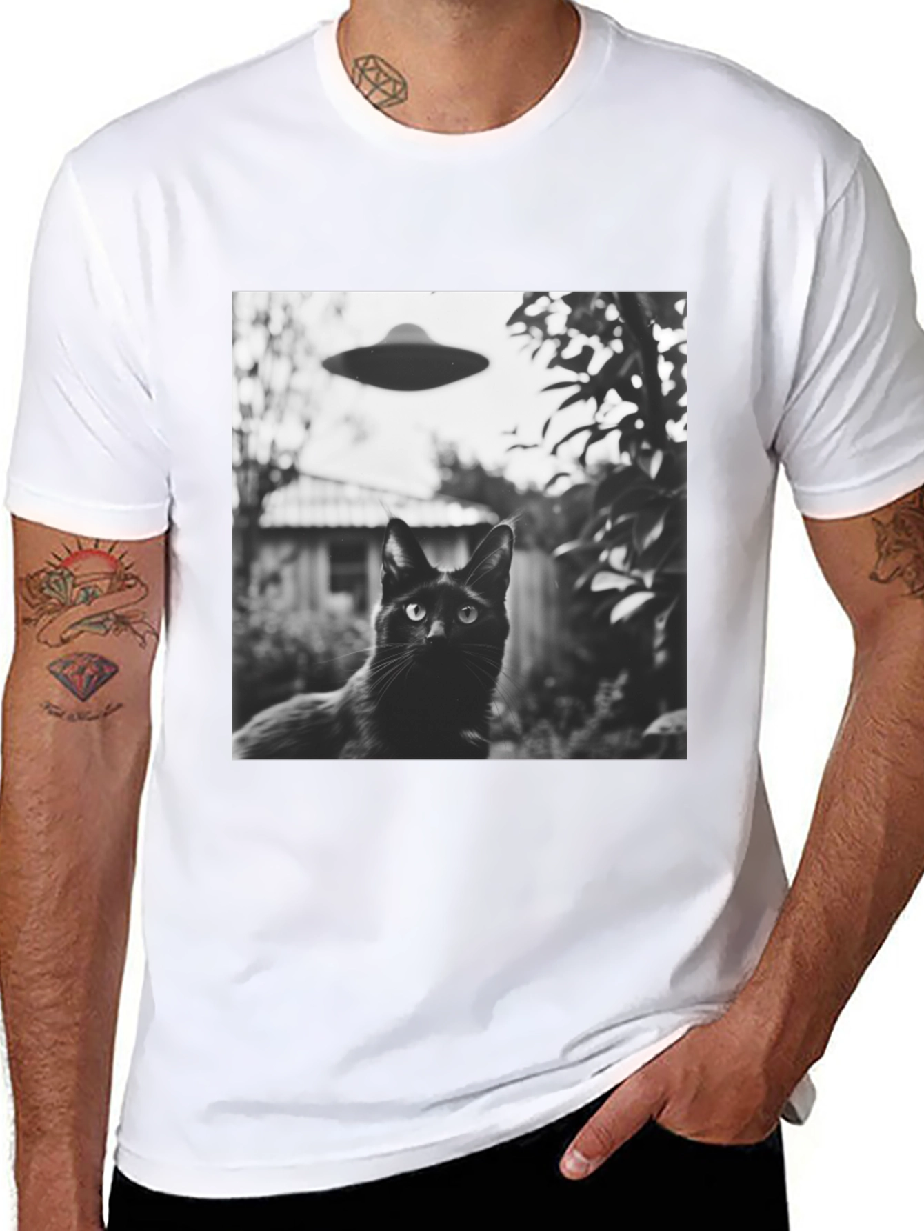 Black Cat UFO T-Shirt