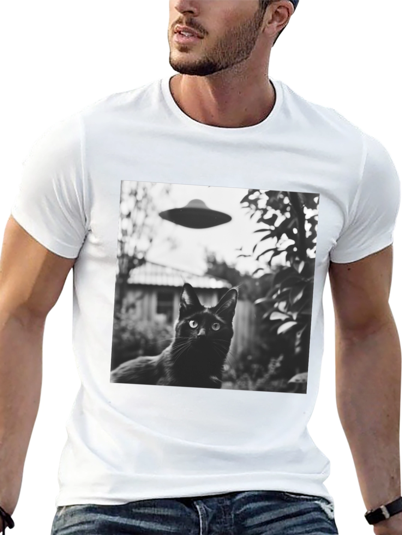 Black Cat UFO T-Shirt