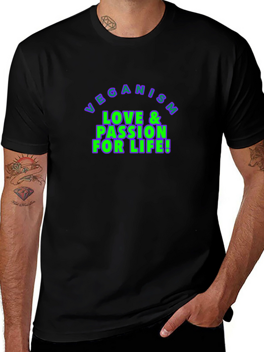 Veganism Love & Passion for Life Black T-Shirt