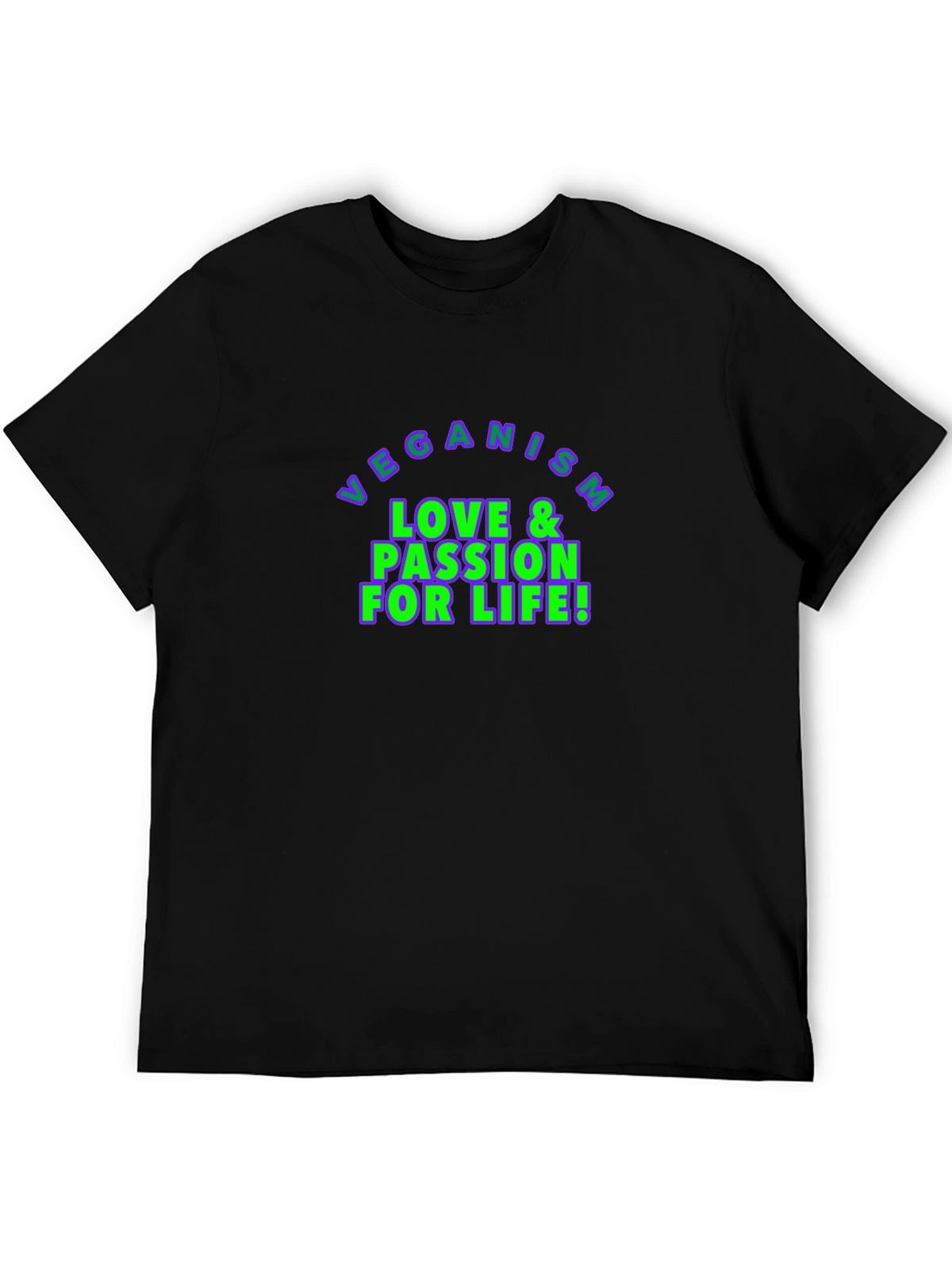 Veganism Love & Passion for Life Black T-Shirt