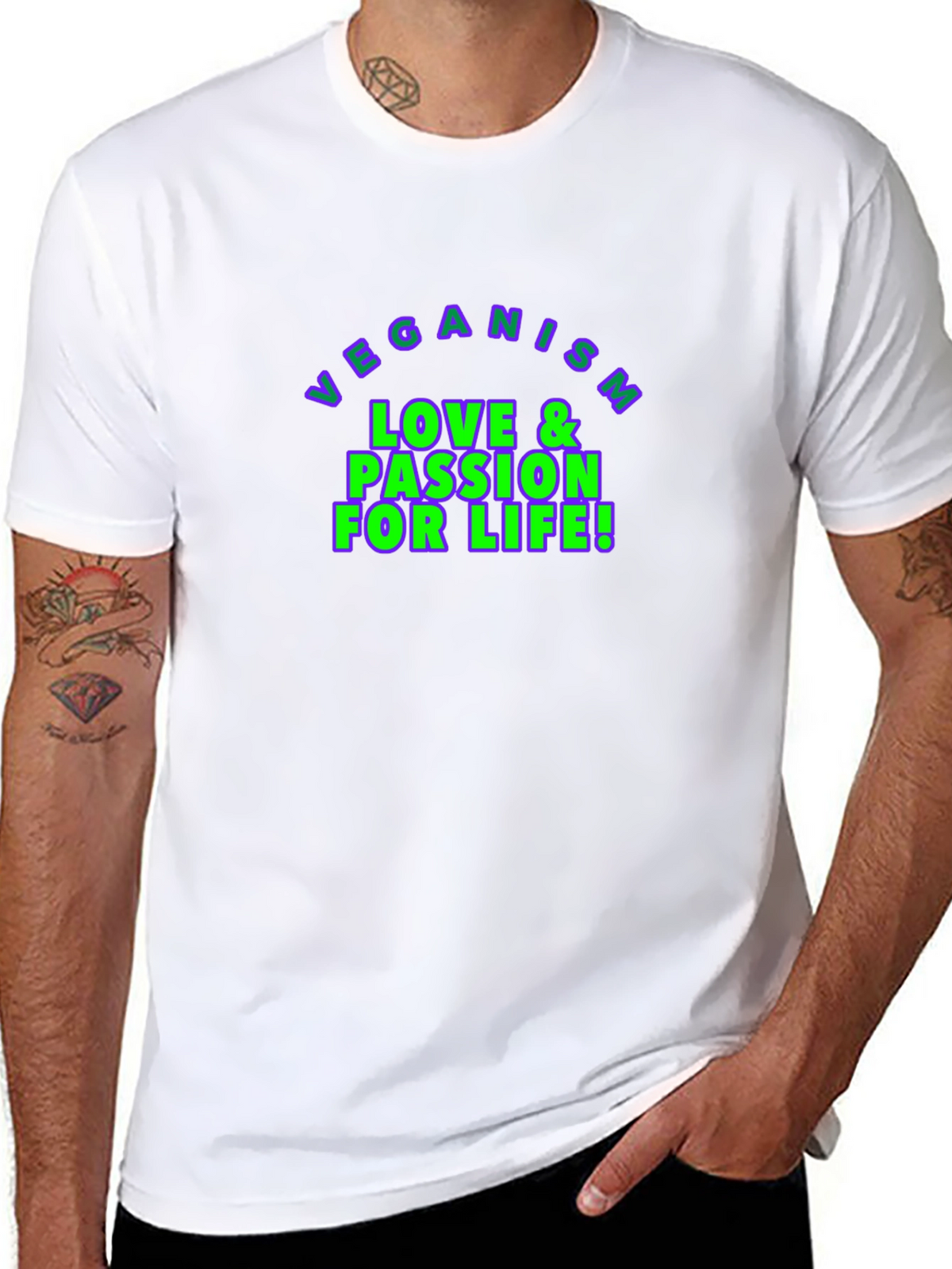 Veganism Love & Passion for Life Black T-Shirt