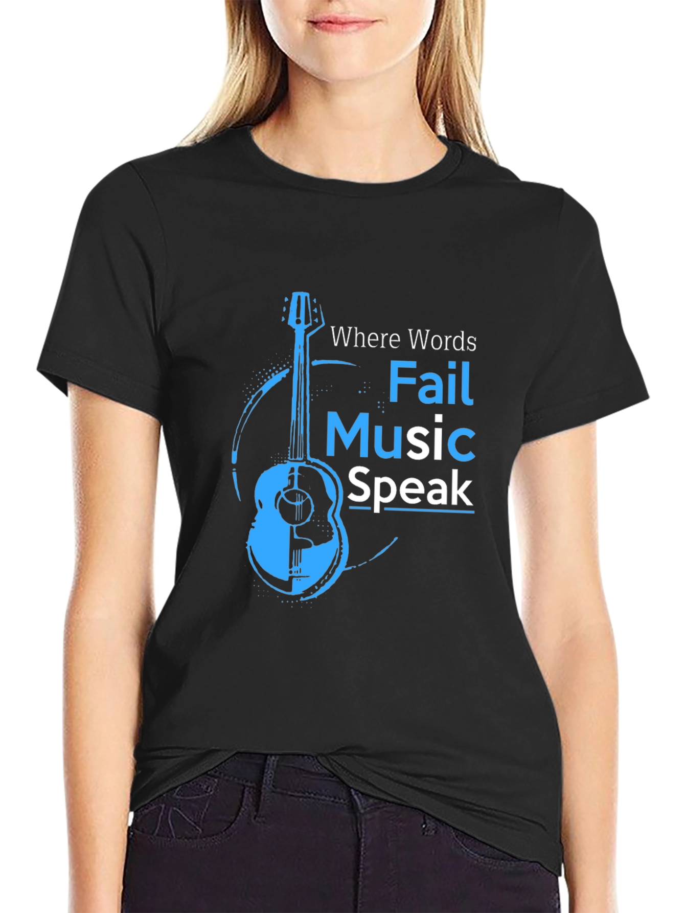 Music Speaks T-Shirt - Acoustic Guitar Design
