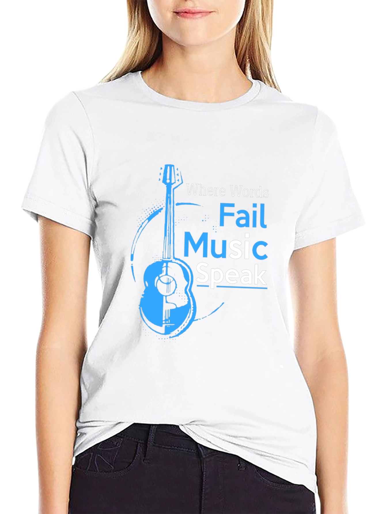 Music Speaks T-Shirt - Acoustic Guitar Design