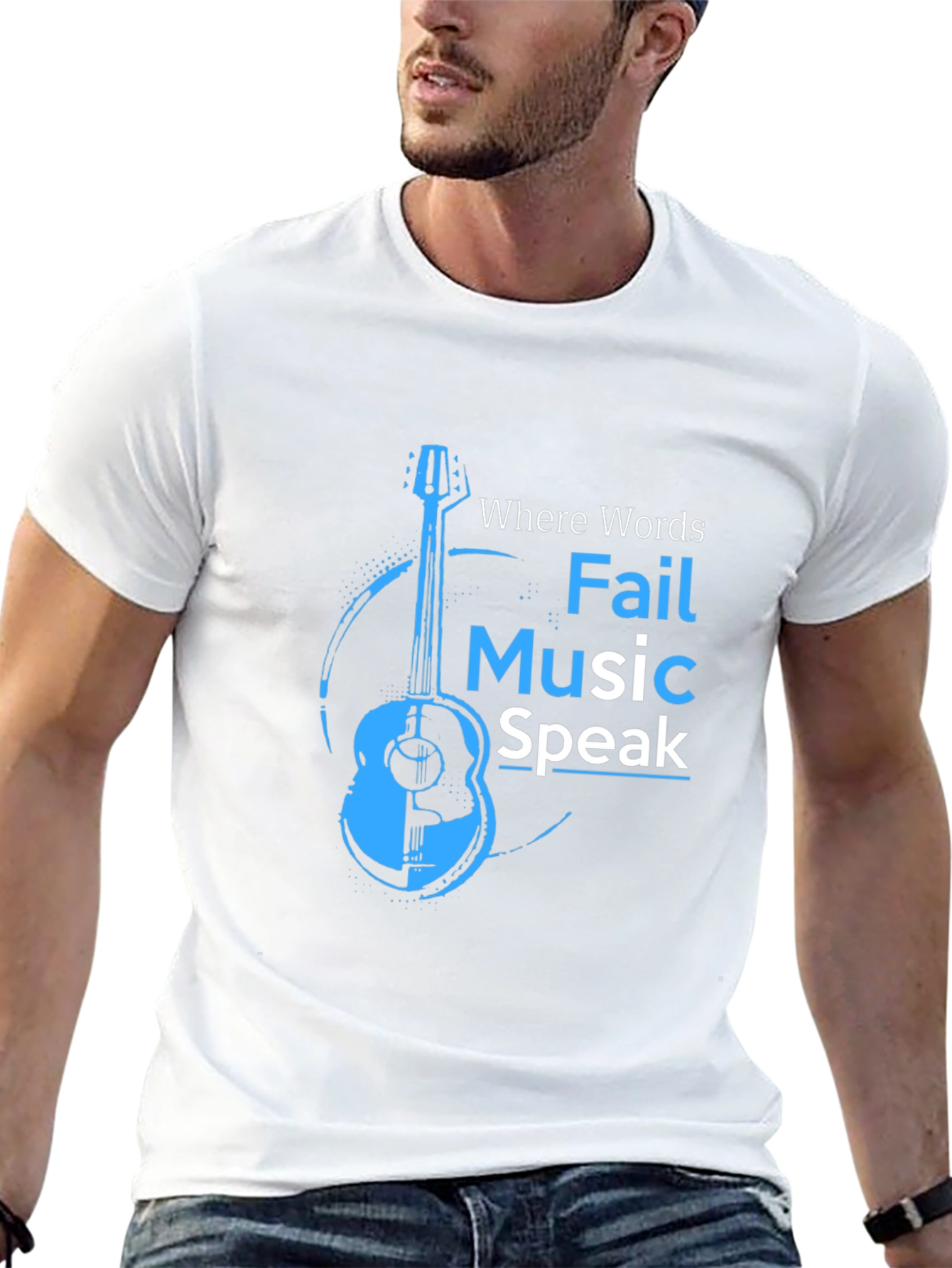 Music Speaks T-Shirt - Acoustic Guitar Design