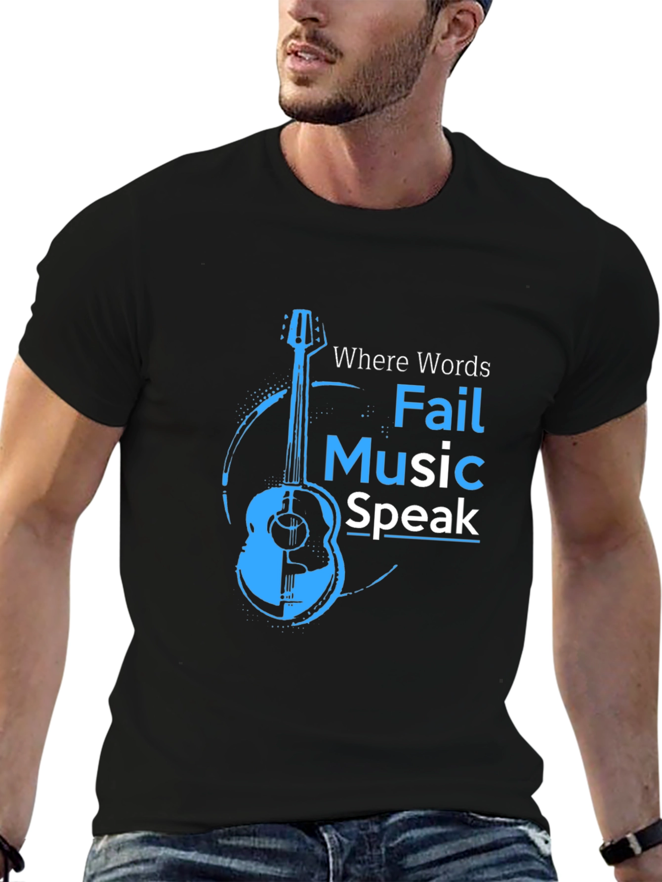 Music Speaks T-Shirt - Acoustic Guitar Design