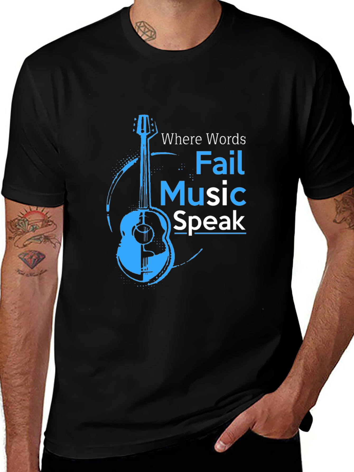 Music Speaks T-Shirt - Acoustic Guitar Design