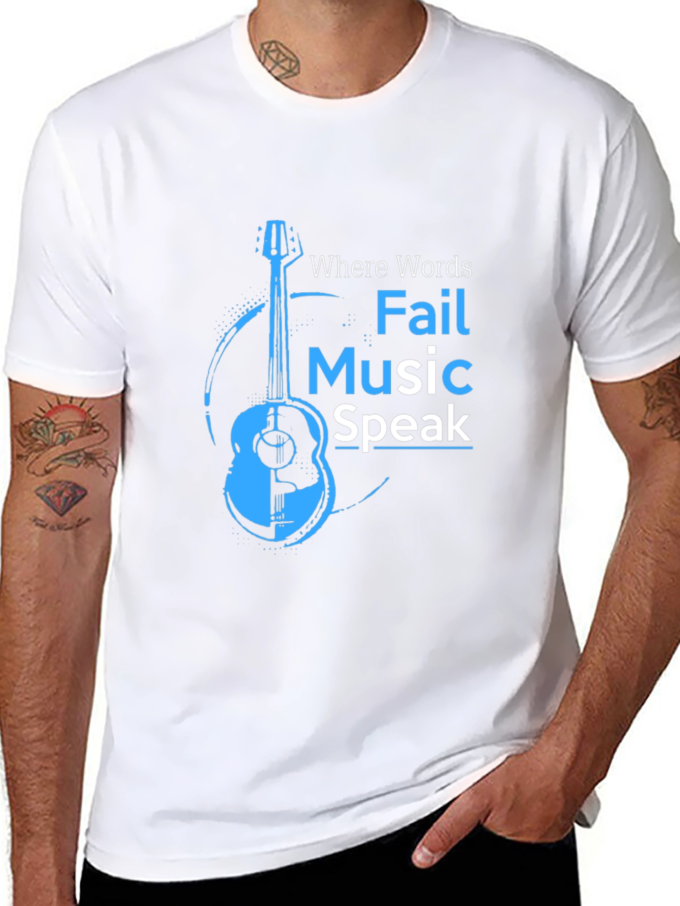 Music Speaks T-Shirt - Acoustic Guitar Design