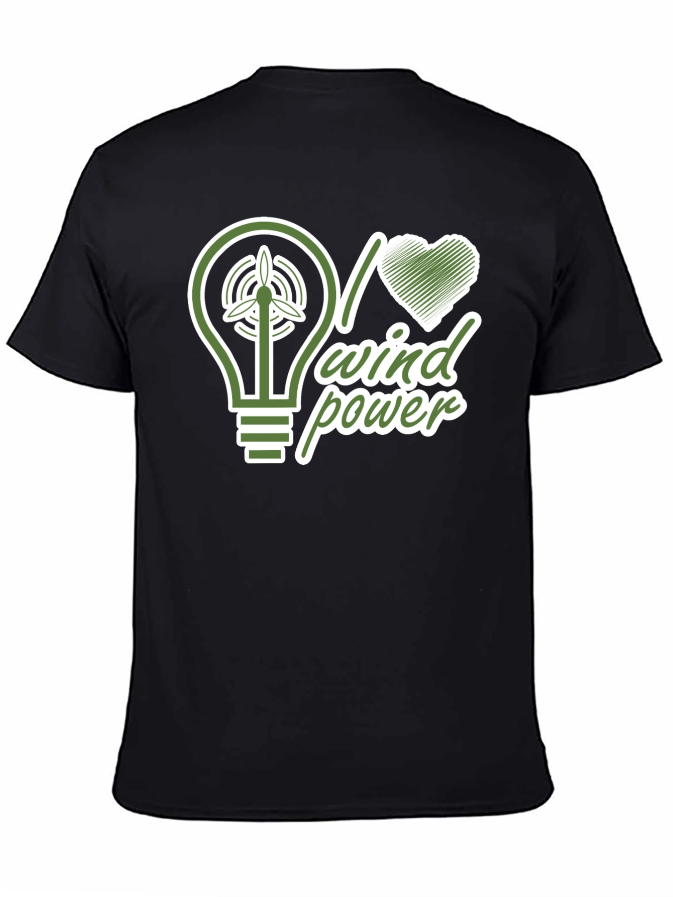 I Love Wind Power Black T-Shirt