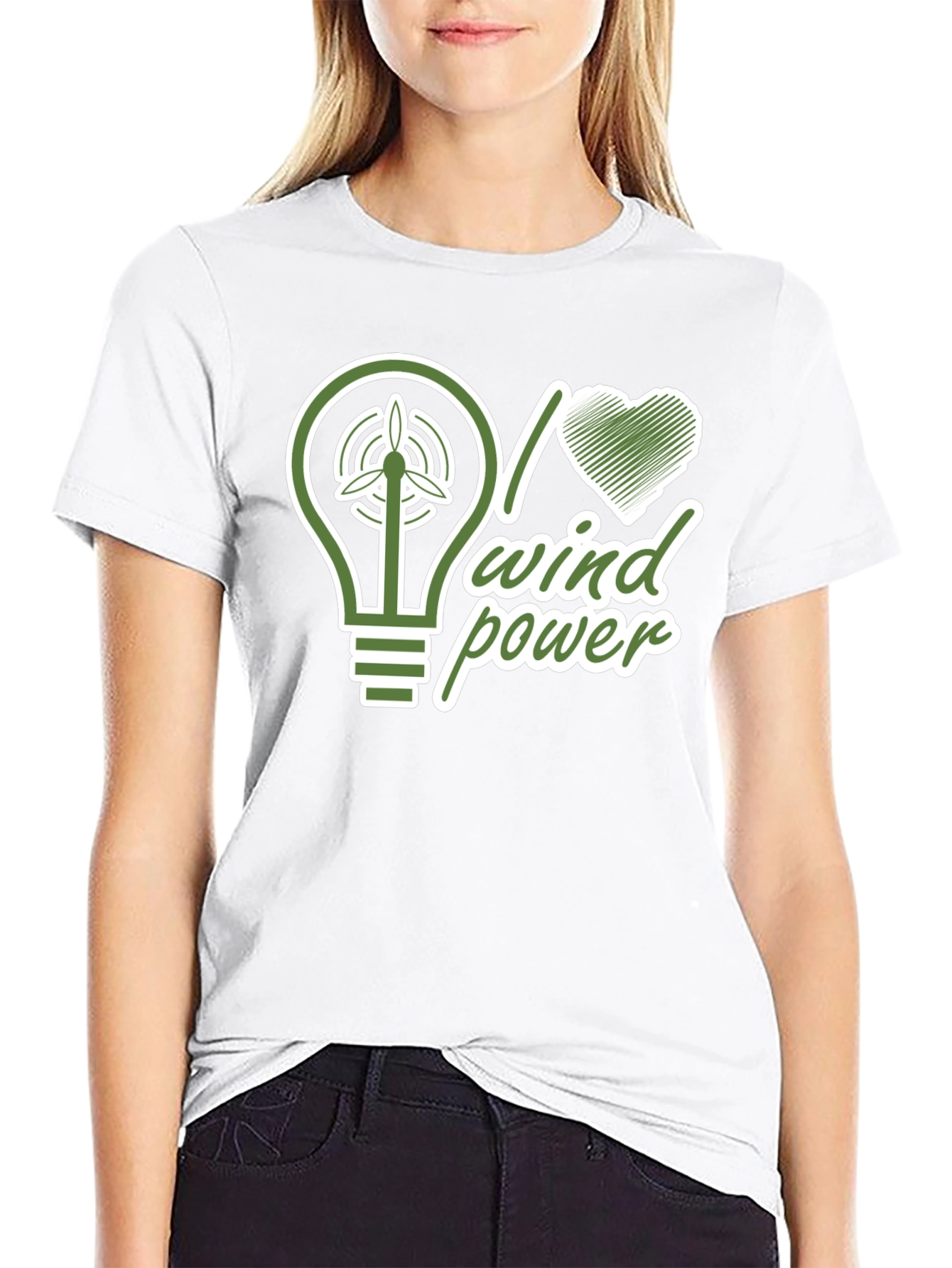 I Love Wind Power Black T-Shirt