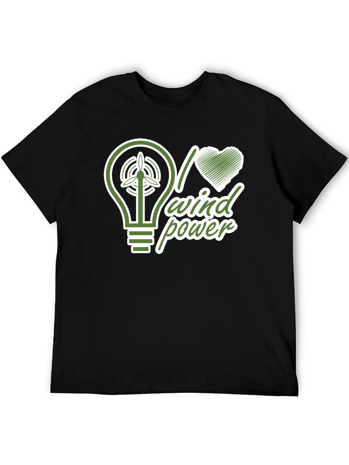 I Love Wind Power Black T-Shirt
