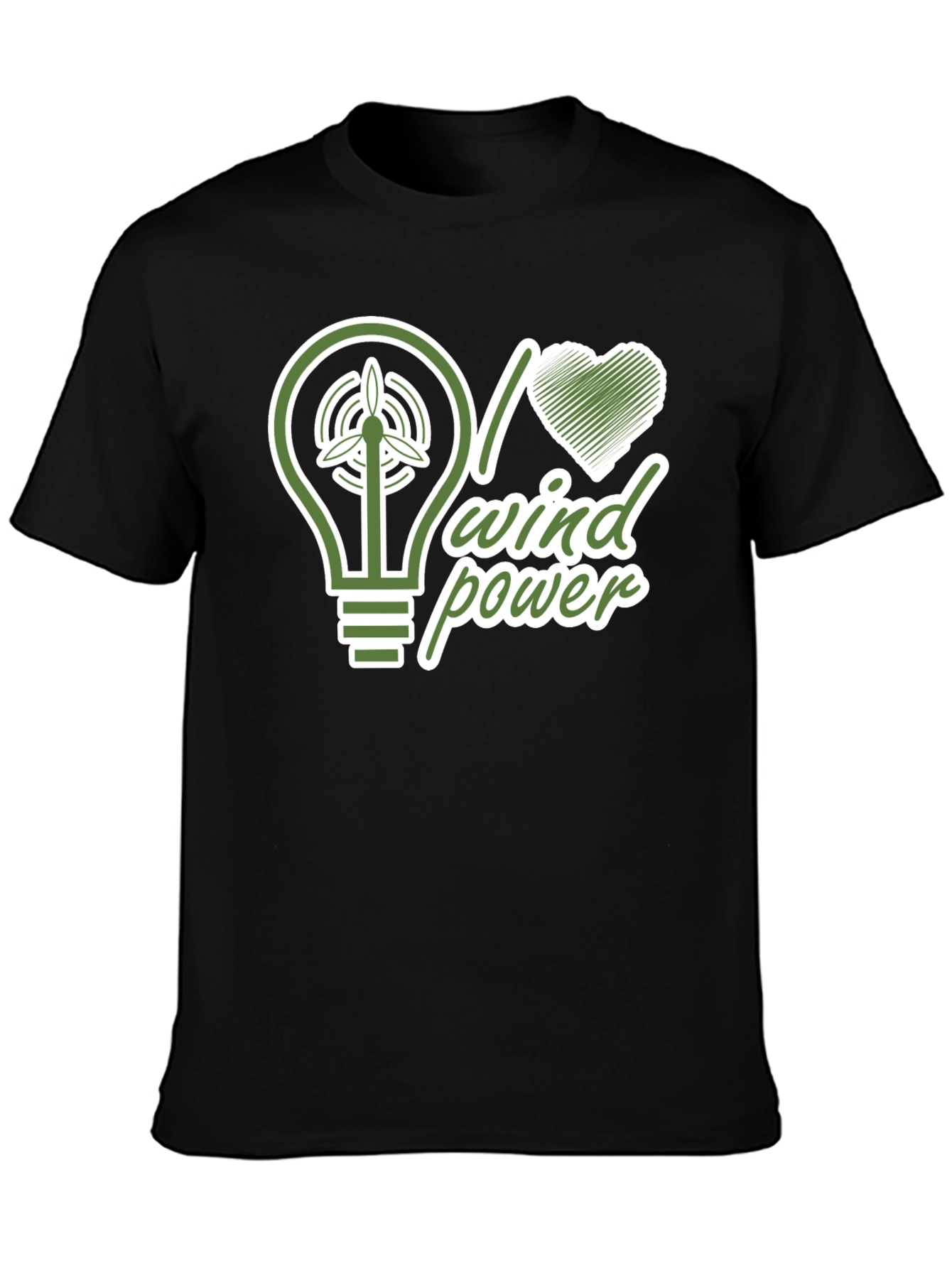 I Love Wind Power Black T-Shirt