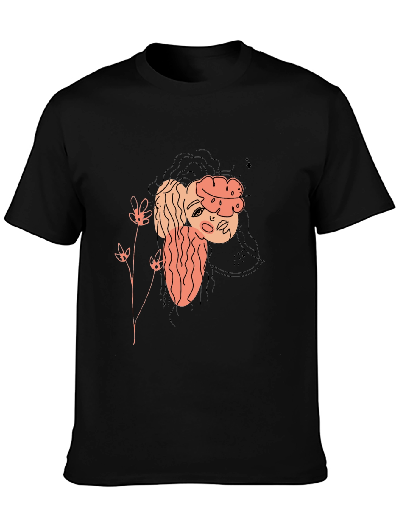 Abstract Portrait Graphic Tee - Black