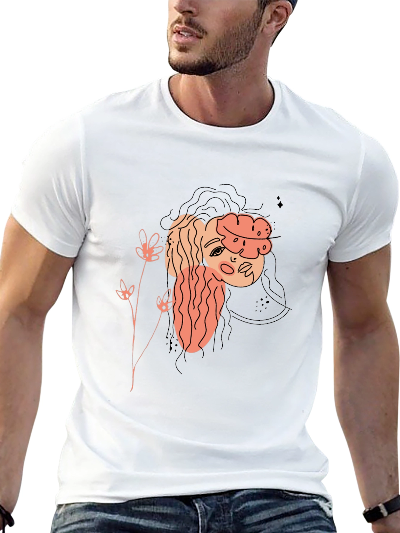 Abstract Portrait Graphic Tee - Black