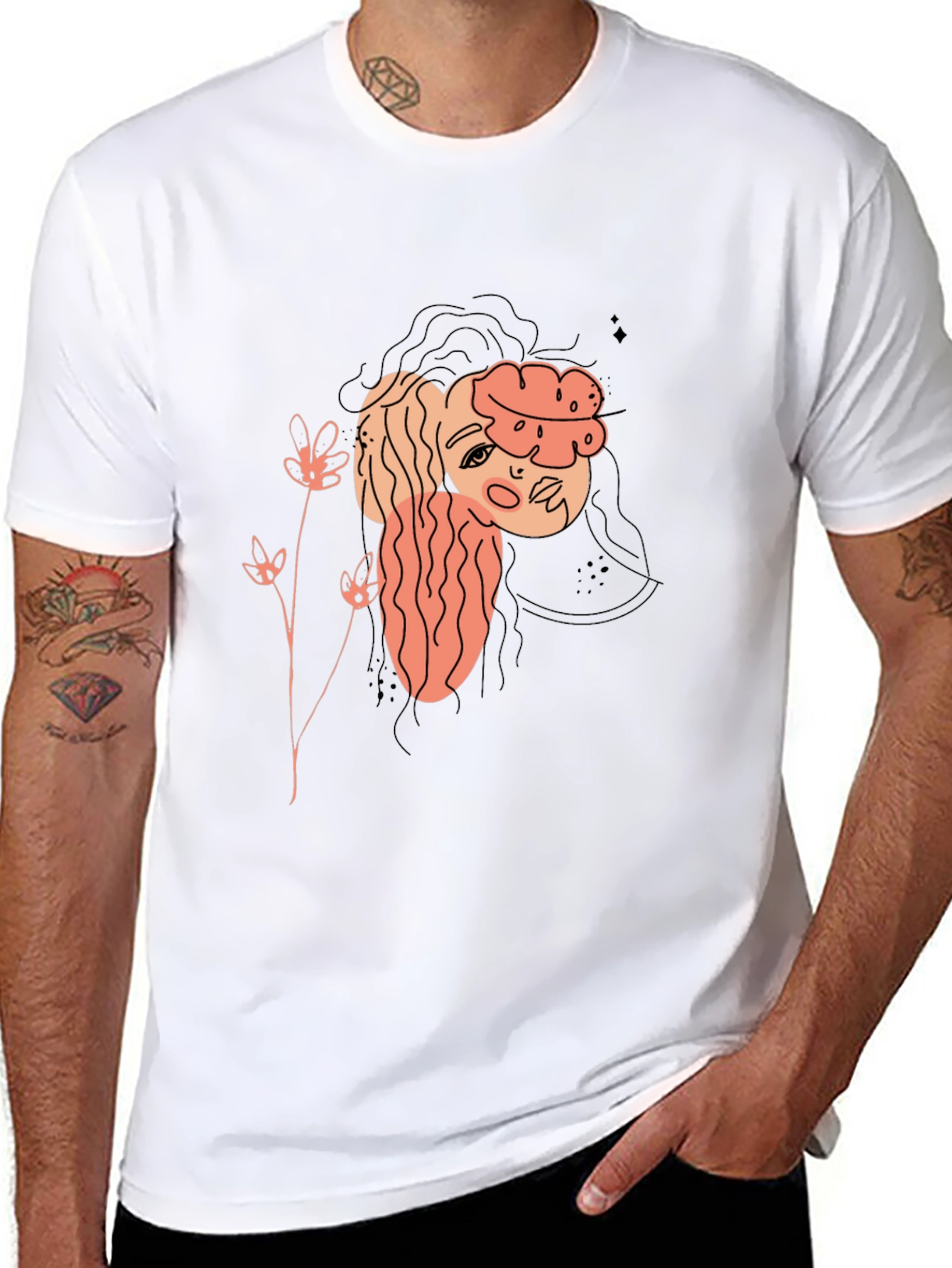 Abstract Portrait Graphic Tee - Black
