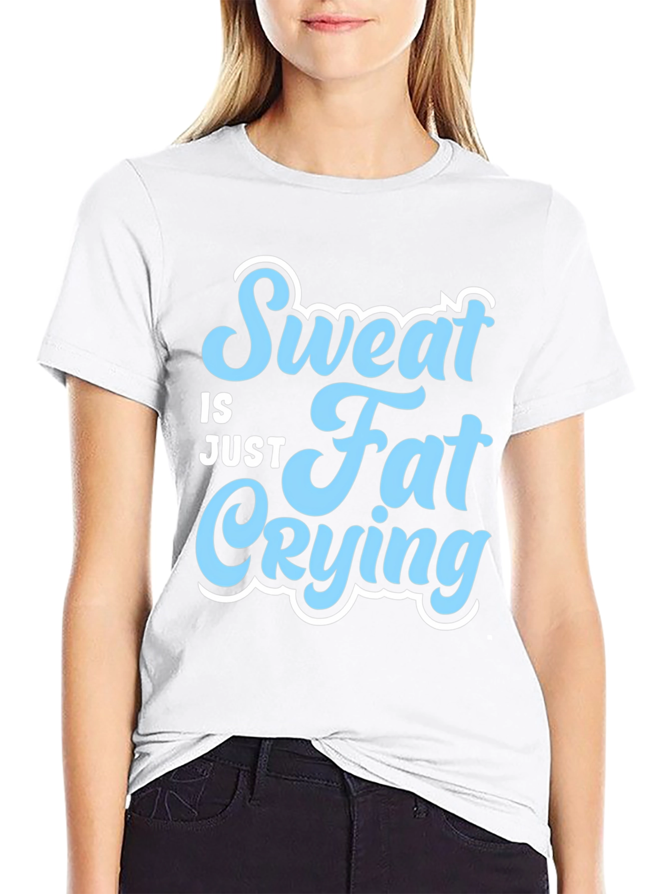 Sweat is Just Fat Crying Mens Black T-Shirt