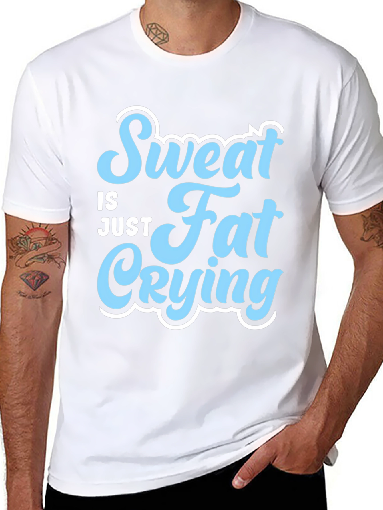 Sweat is Just Fat Crying Mens Black T-Shirt