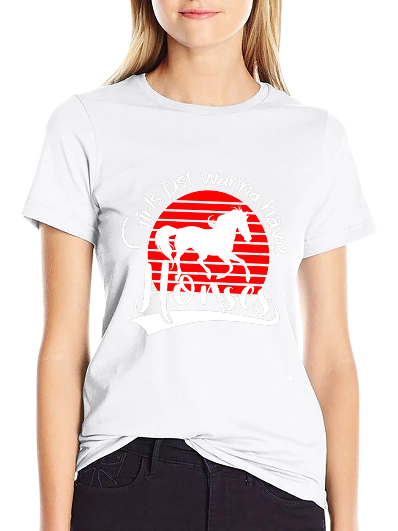 Girls Just Wanna Have Horses Black T-Shirt