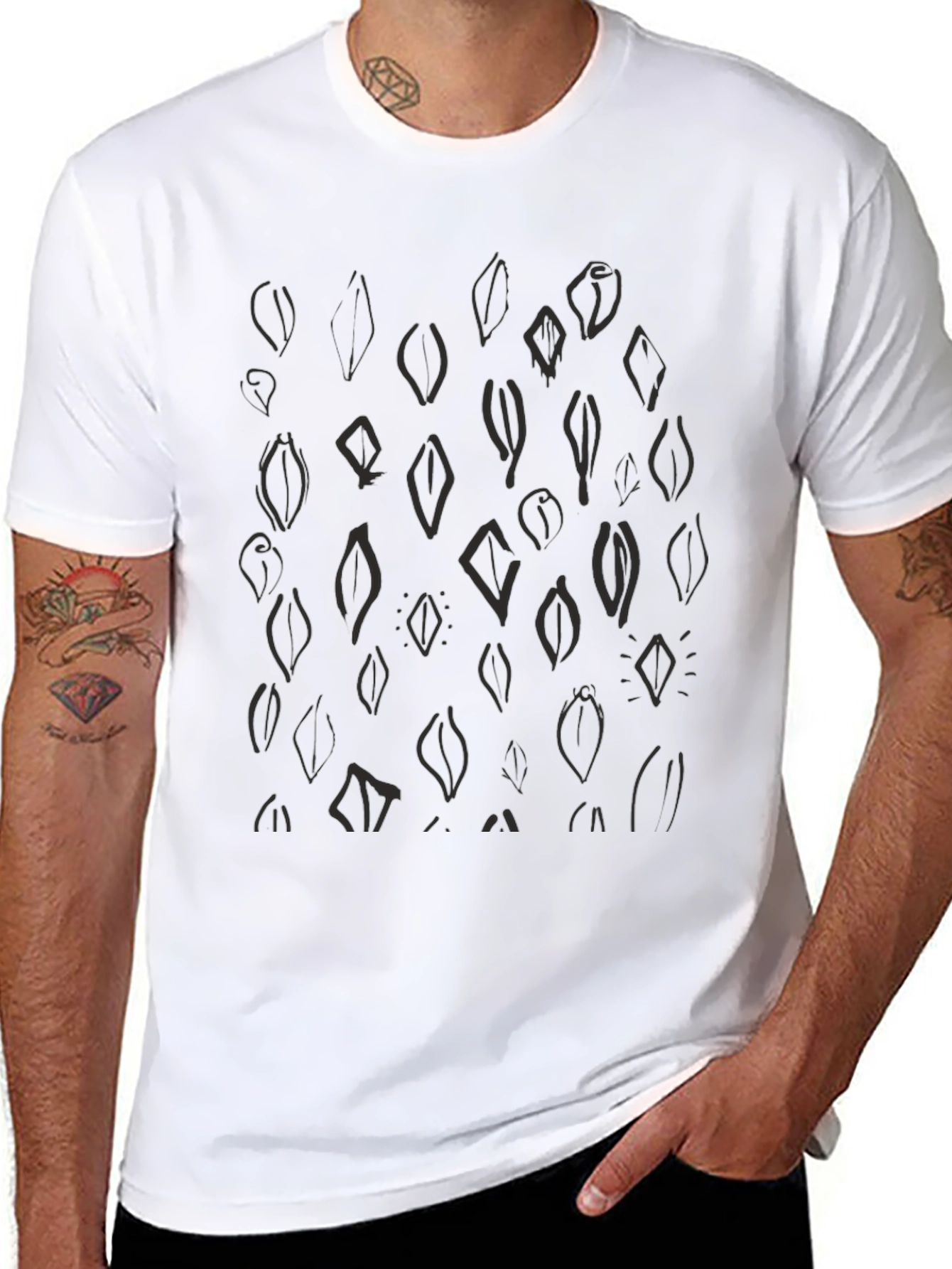 Abstract Graphic Print Black Tee