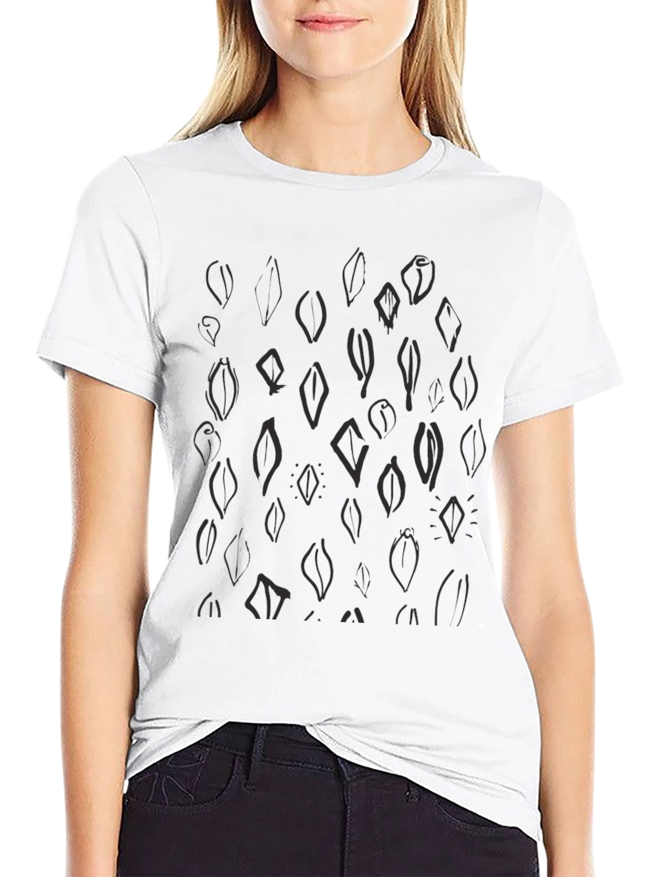 Abstract Graphic Print Black Tee