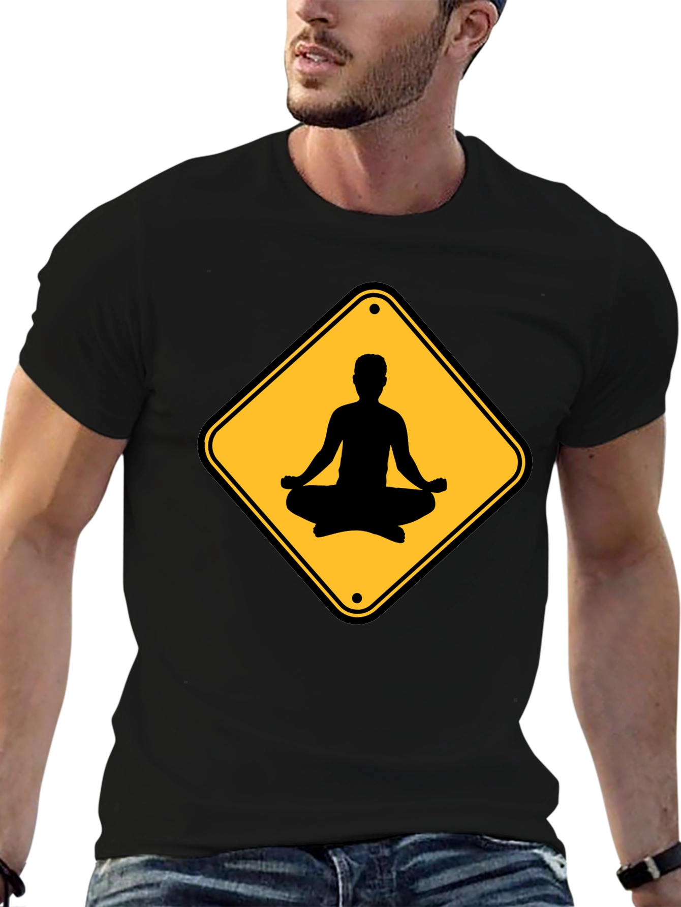 Yoga Sign Black T-Shirt - Relax & Meditate