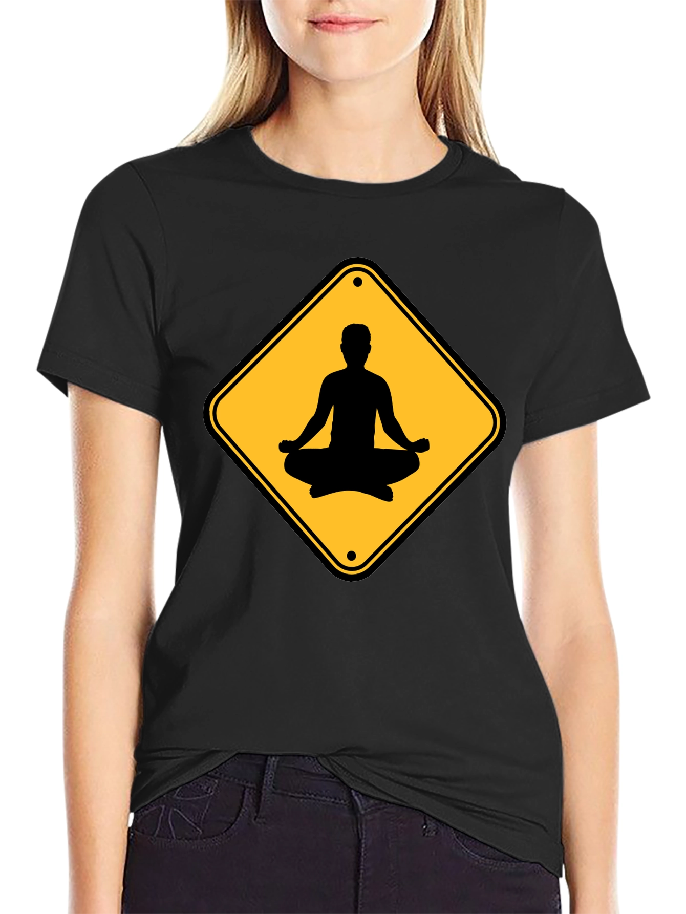 Yoga Sign Black T-Shirt - Relax & Meditate