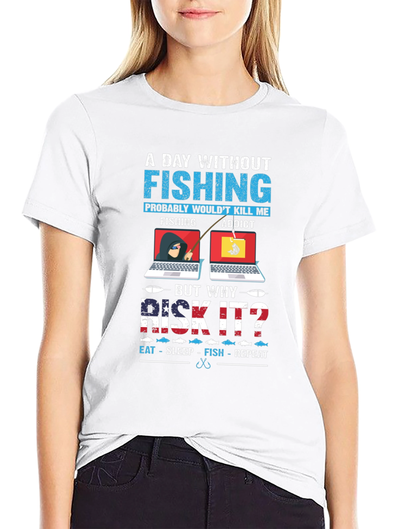 Funny Fishing Addict Graphic T-Shirt