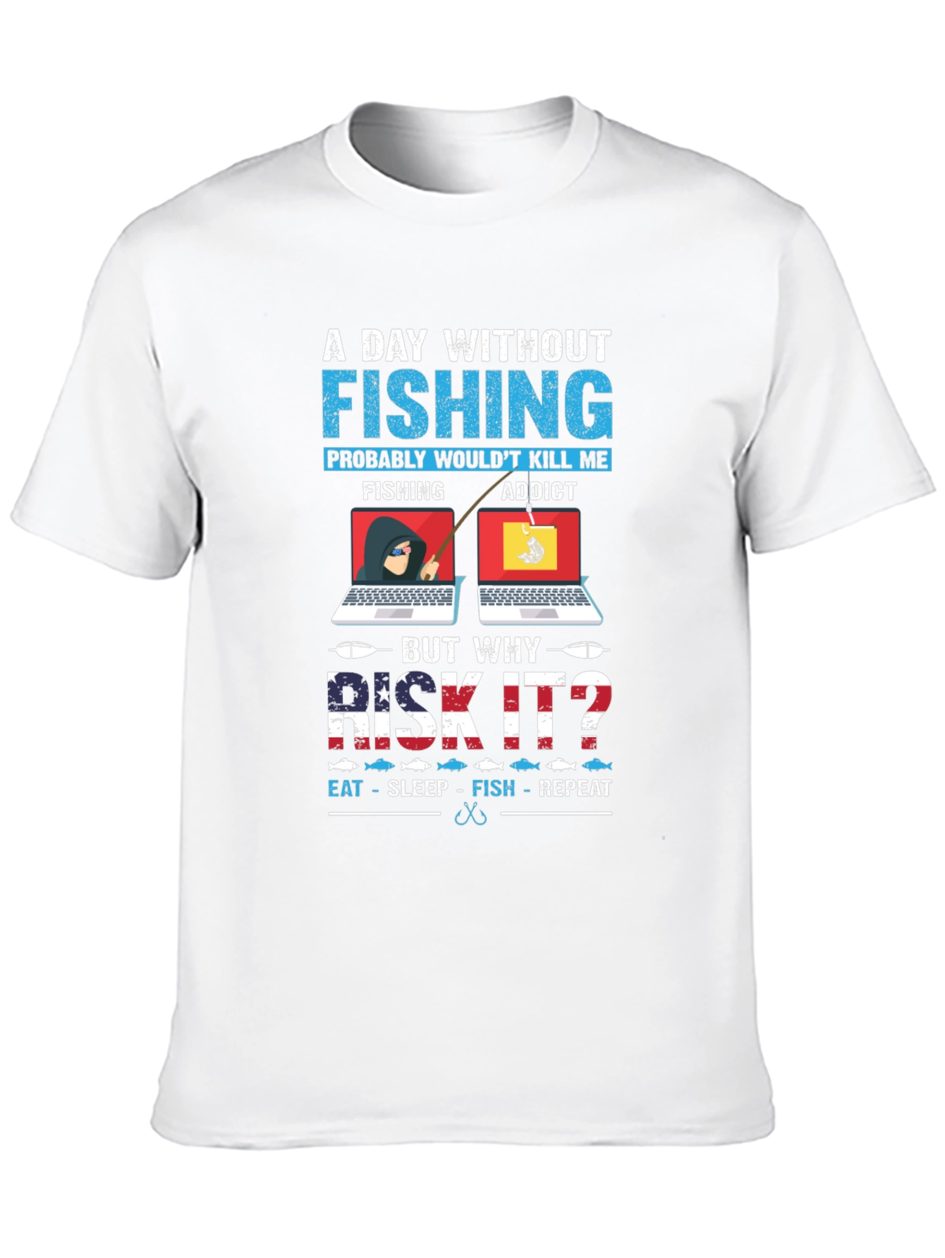 Funny Fishing Addict Graphic T-Shirt
