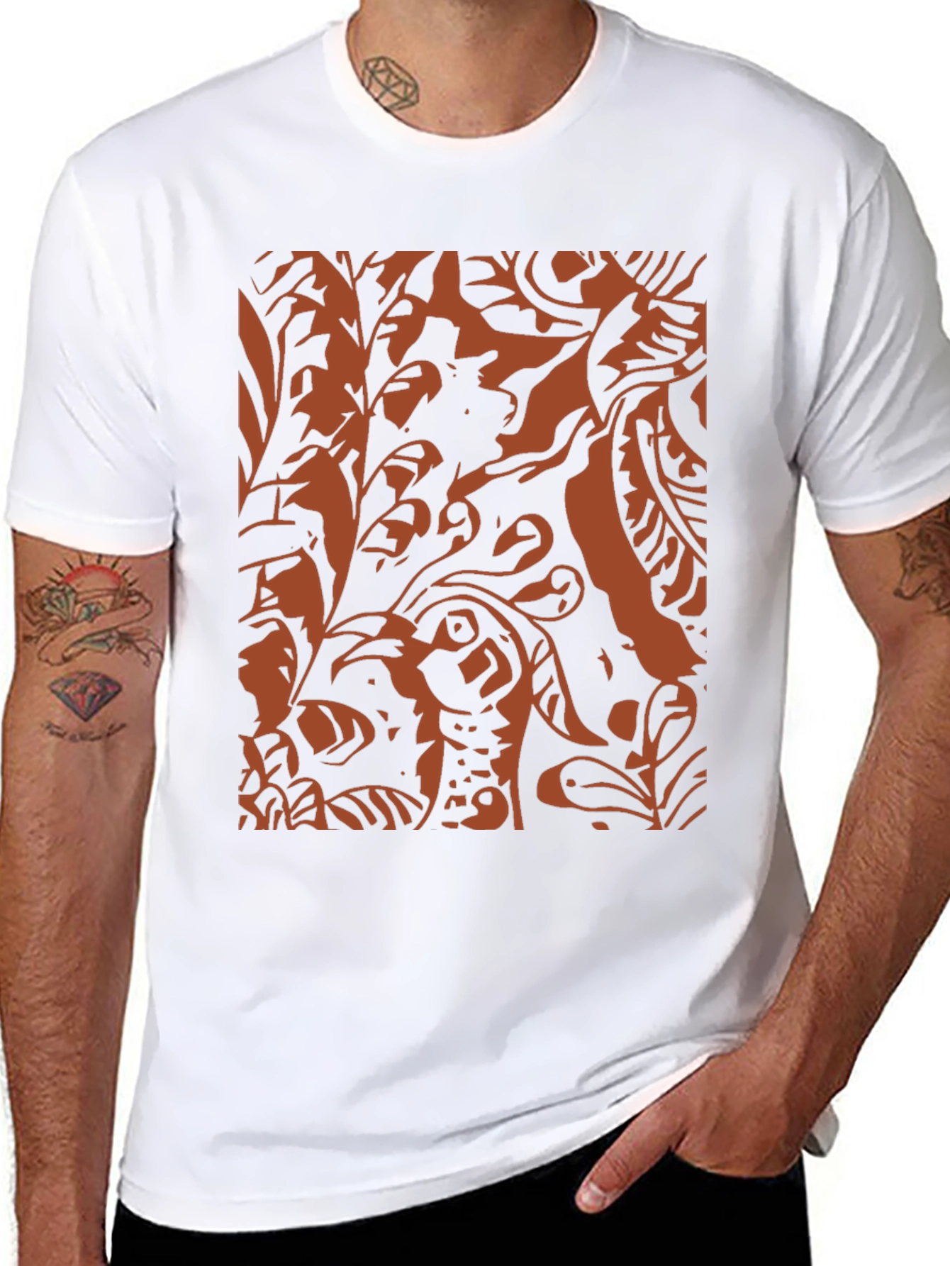 Abstract Print Black Crewneck T-Shirt