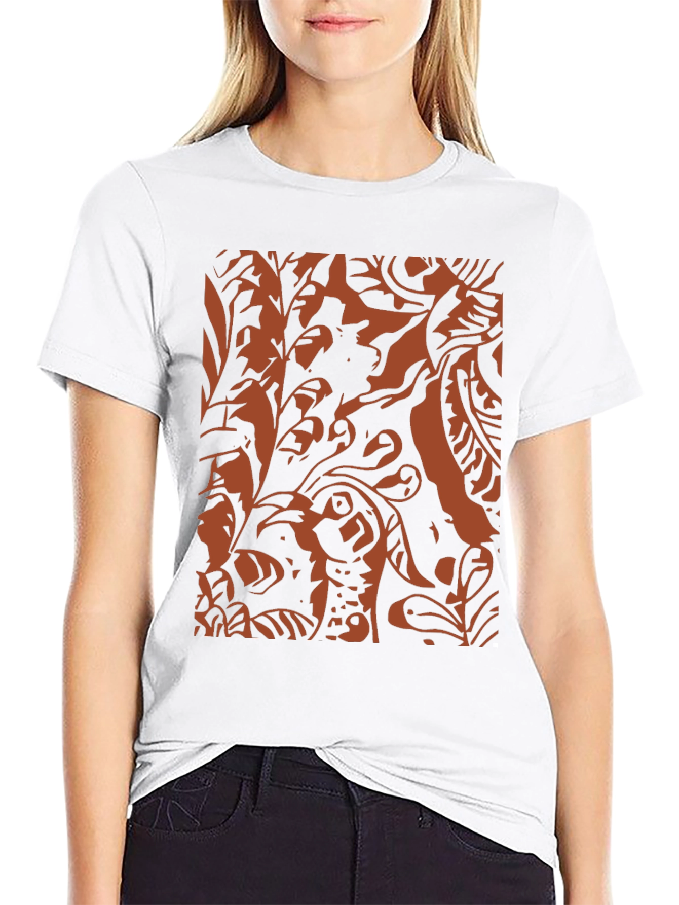Abstract Print Black Crewneck T-Shirt