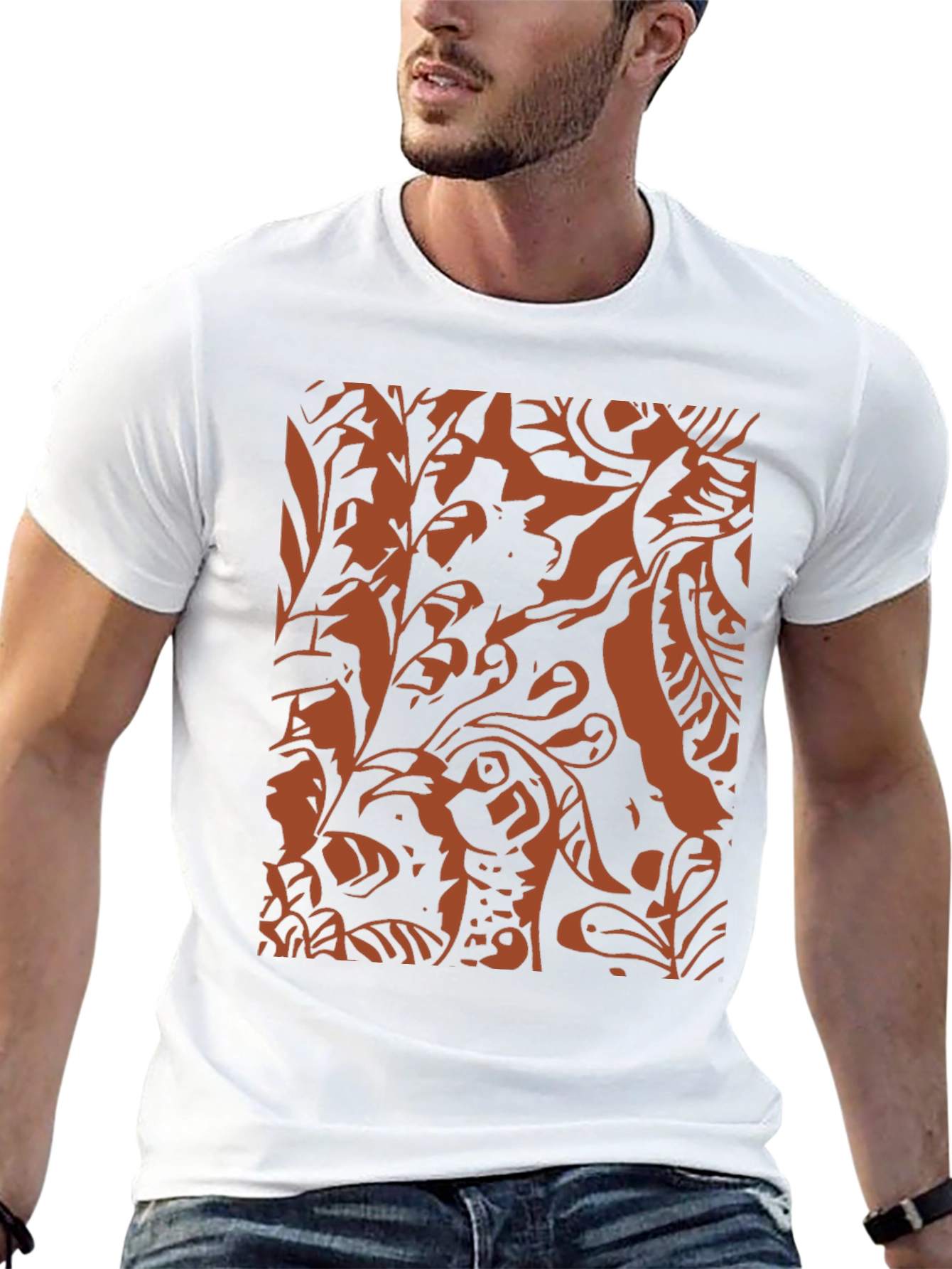 Abstract Print Black Crewneck T-Shirt