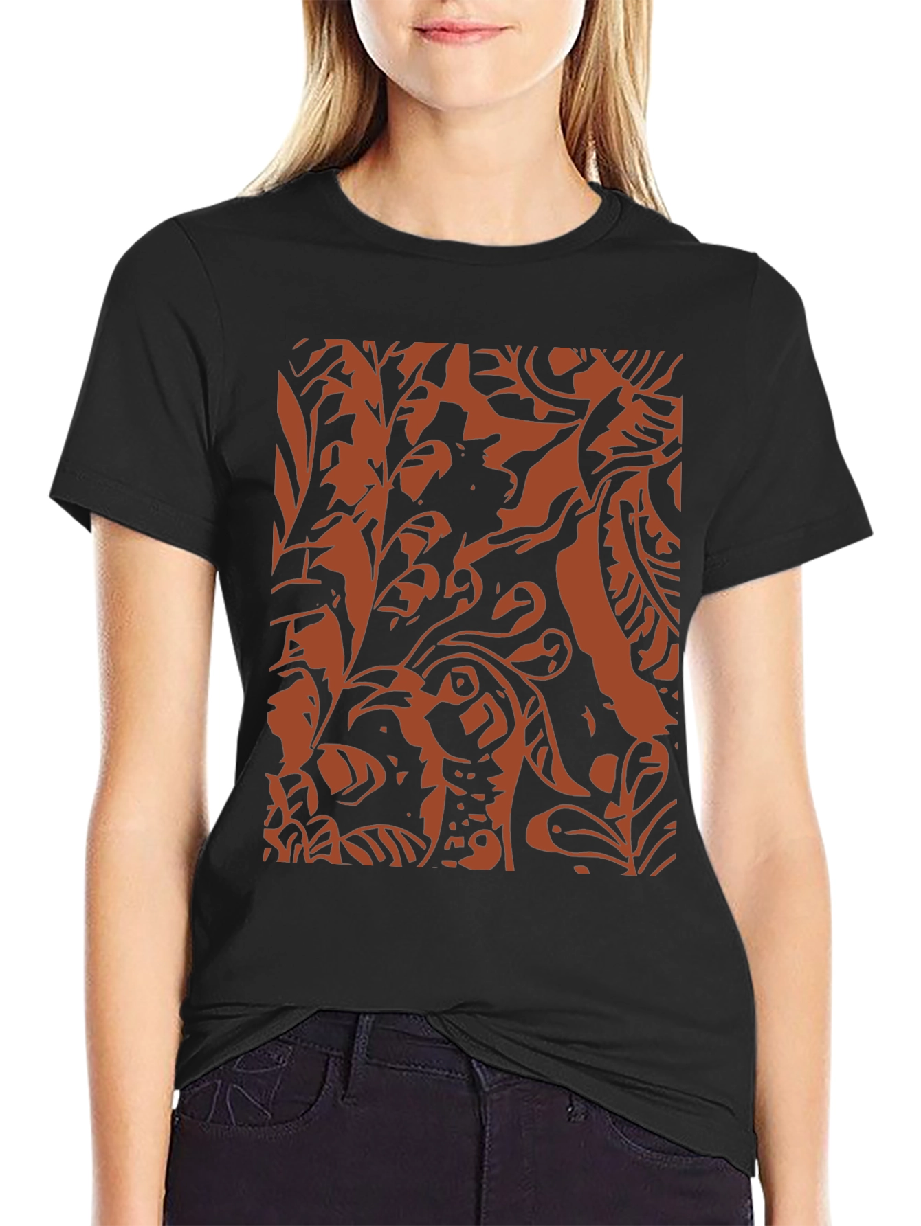 Abstract Print Black Crewneck T-Shirt