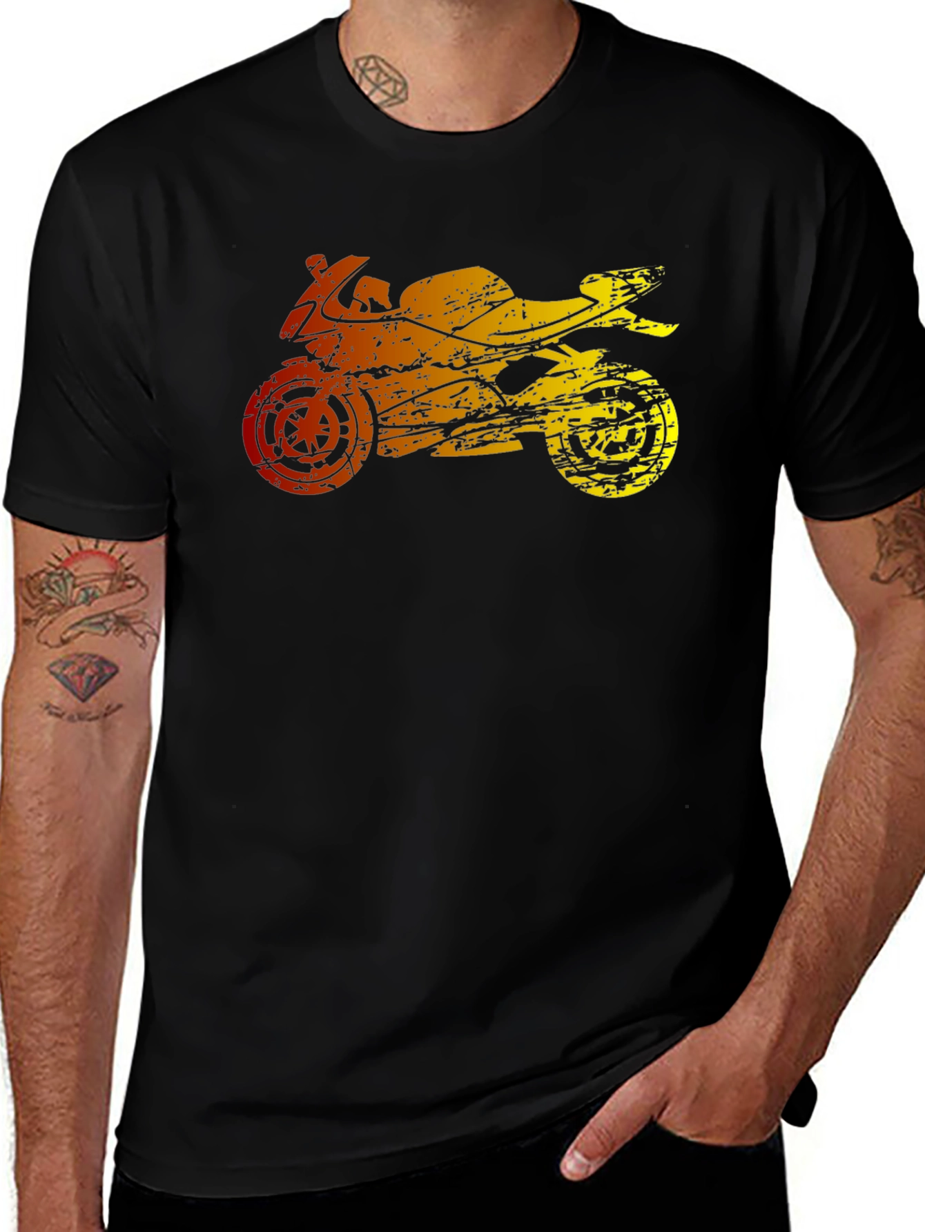 Motorcycle Graphic T-Shirt - Black