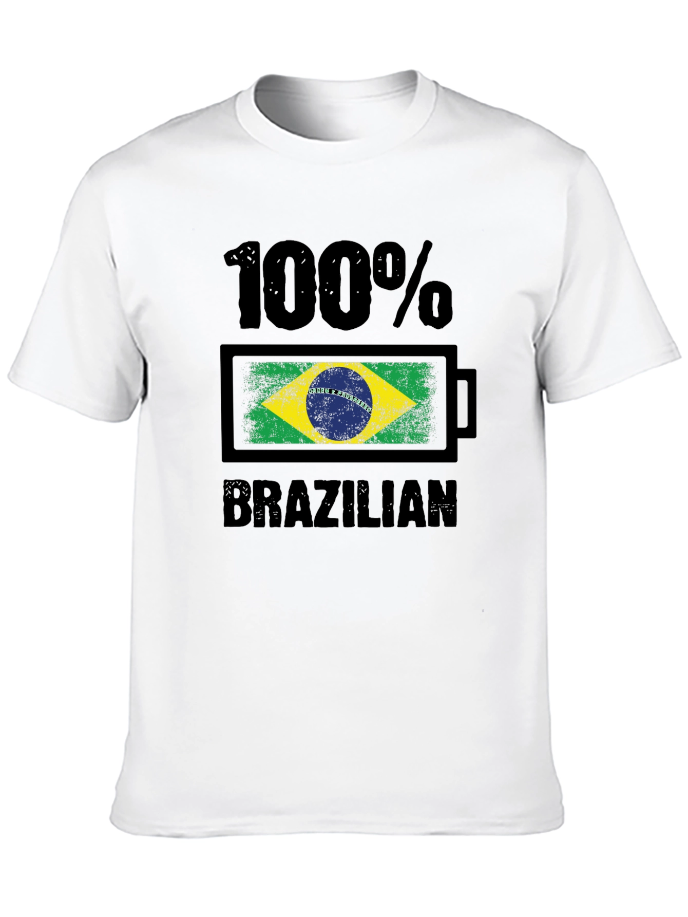 100% Brazilian T-Shirt - Flag Battery Design