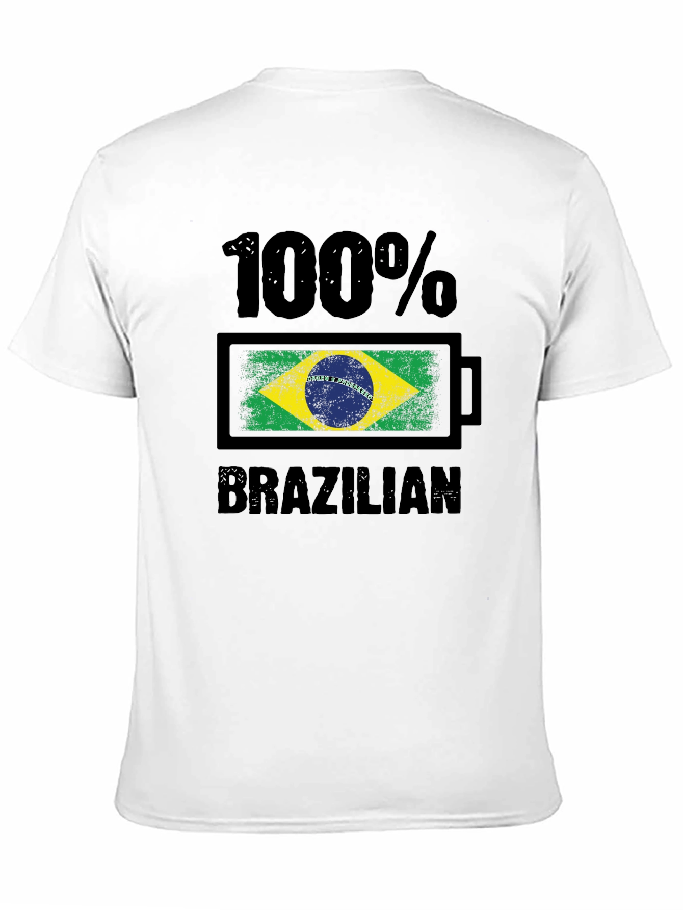 100% Brazilian T-Shirt - Flag Battery Design