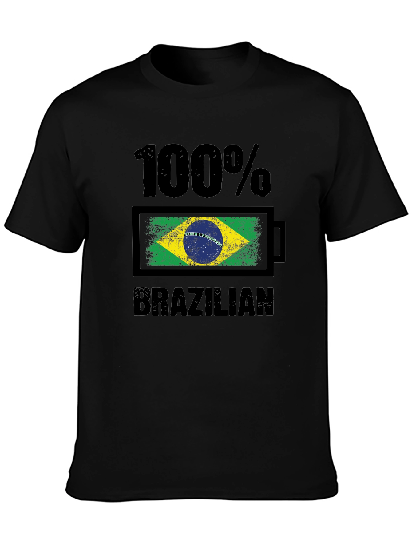 100% Brazilian T-Shirt - Flag Battery Design