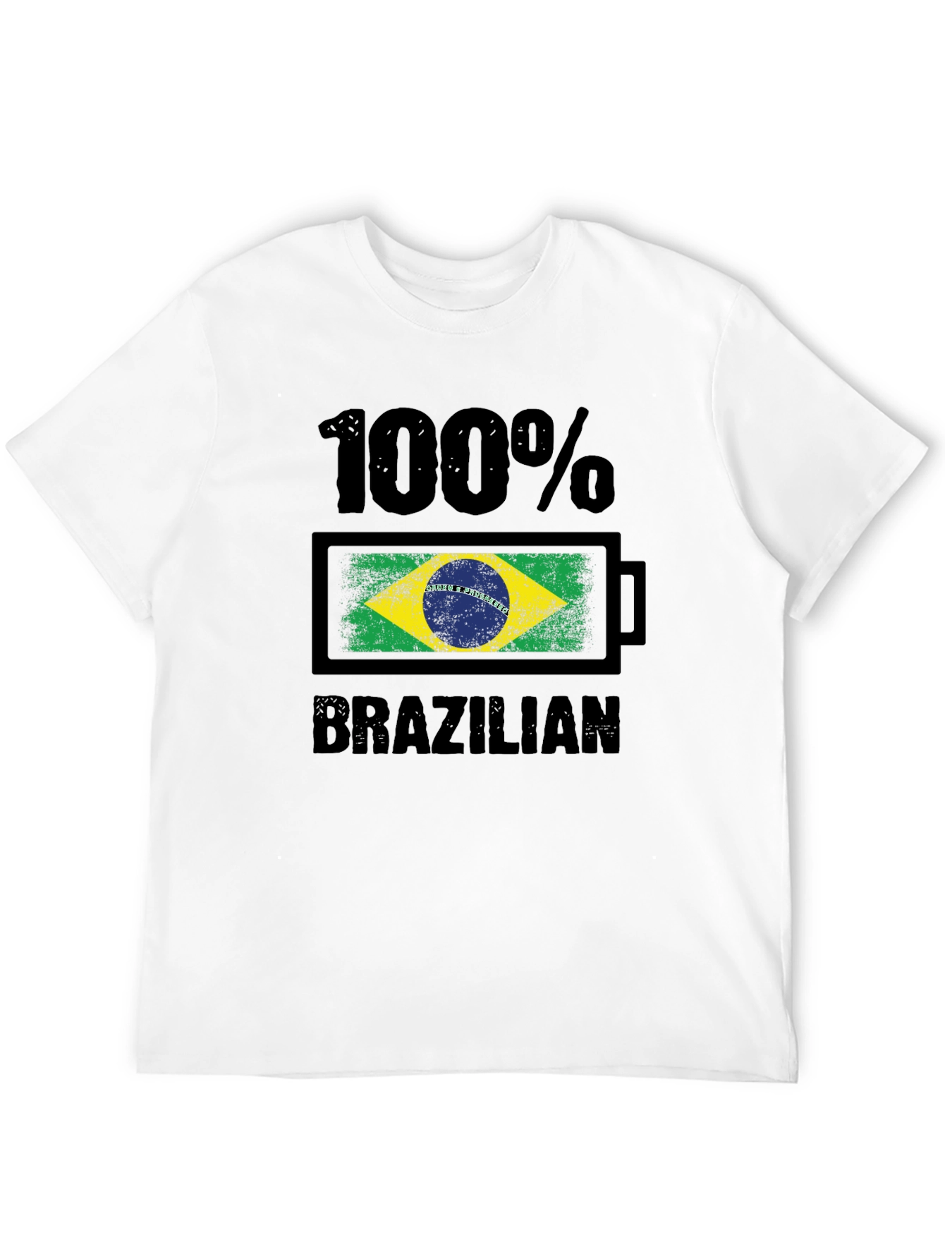 100% Brazilian T-Shirt - Flag Battery Design