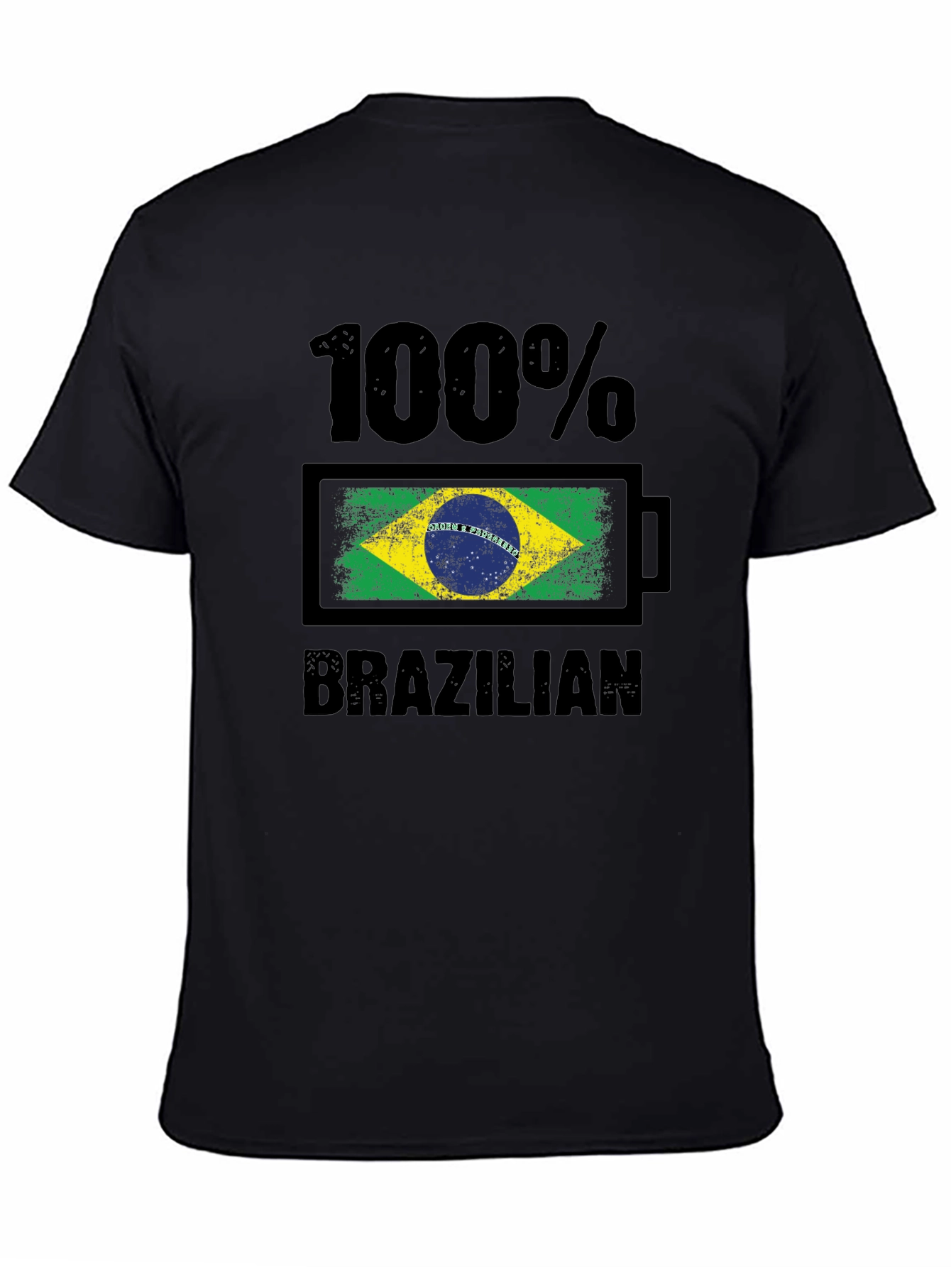 100% Brazilian T-Shirt - Flag Battery Design