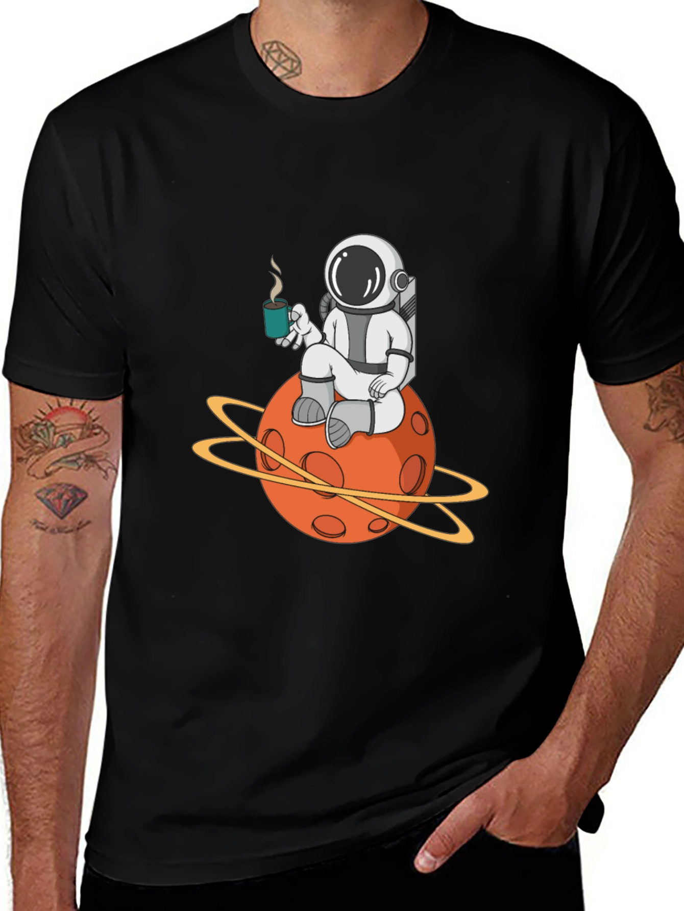 Astronaut Planet Graphic Tee - Cool Space Design