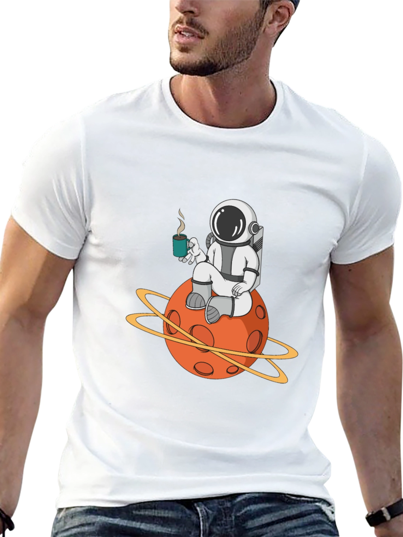 Astronaut Planet Graphic Tee - Cool Space Design