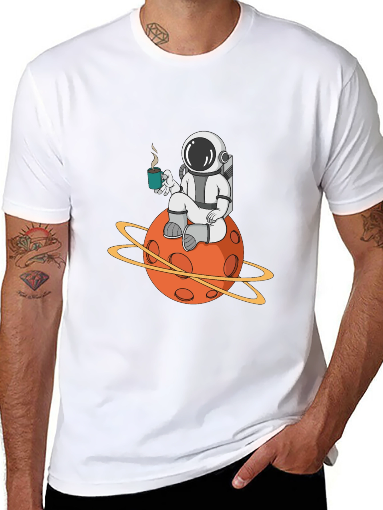 Astronaut Planet Graphic Tee - Cool Space Design