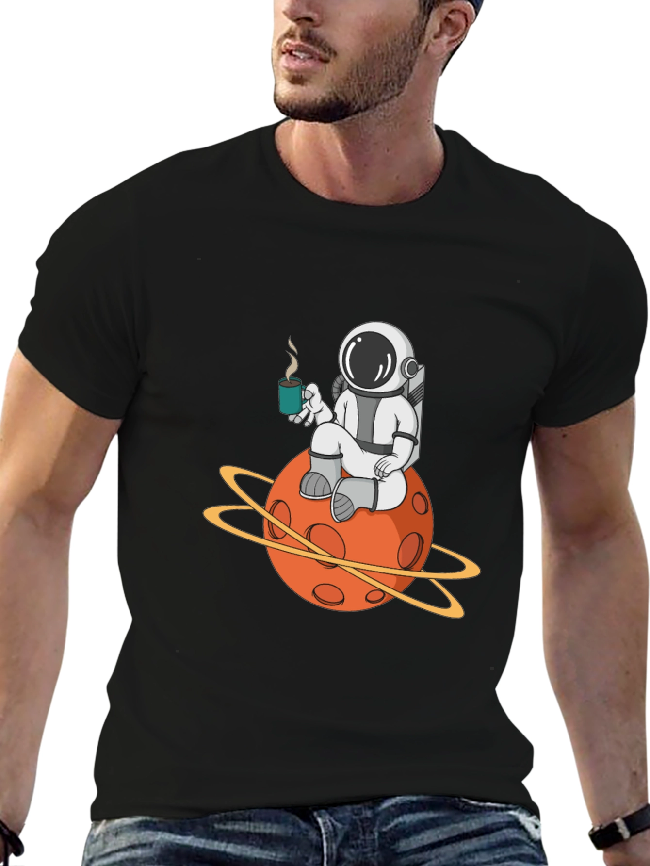 Astronaut Planet Graphic Tee - Cool Space Design