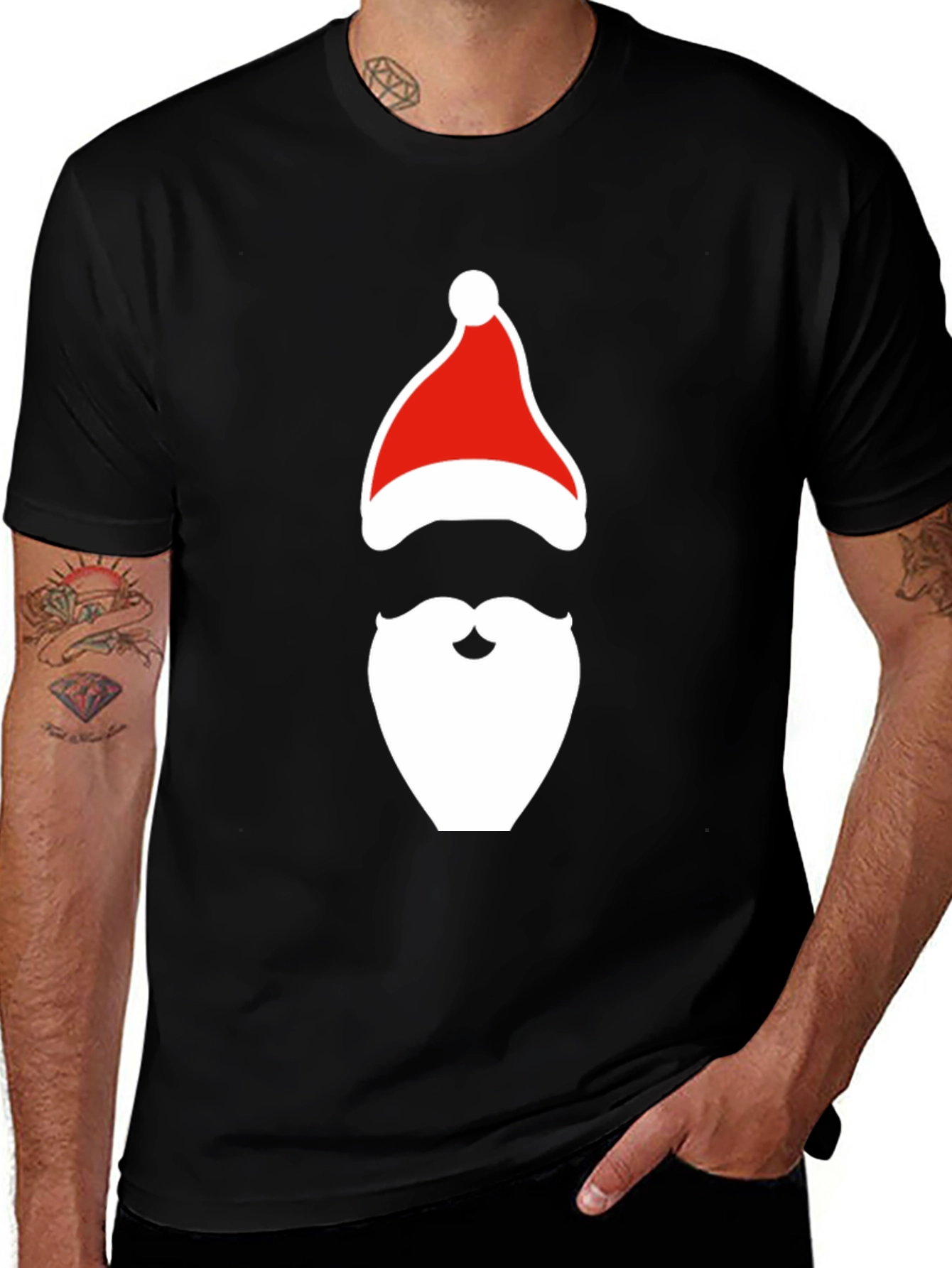 Santa Hat & Beard Graphic Tee