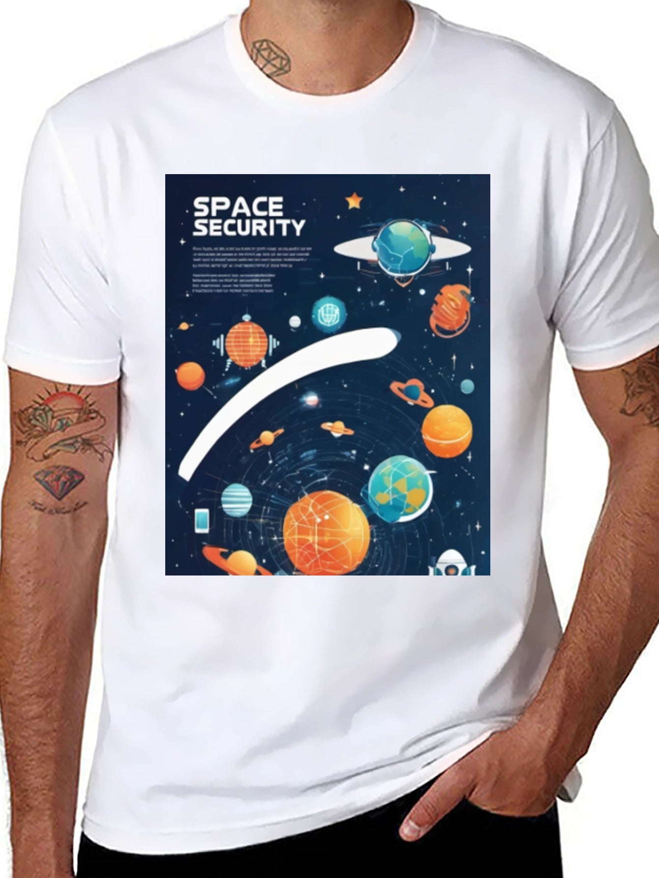 Space Security Graphic T-Shirt - Black