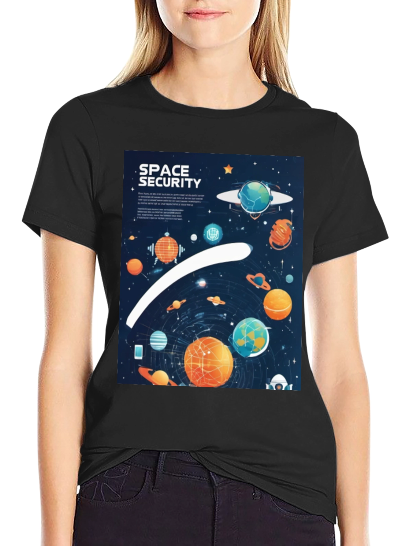 Space Security Graphic T-Shirt - Black